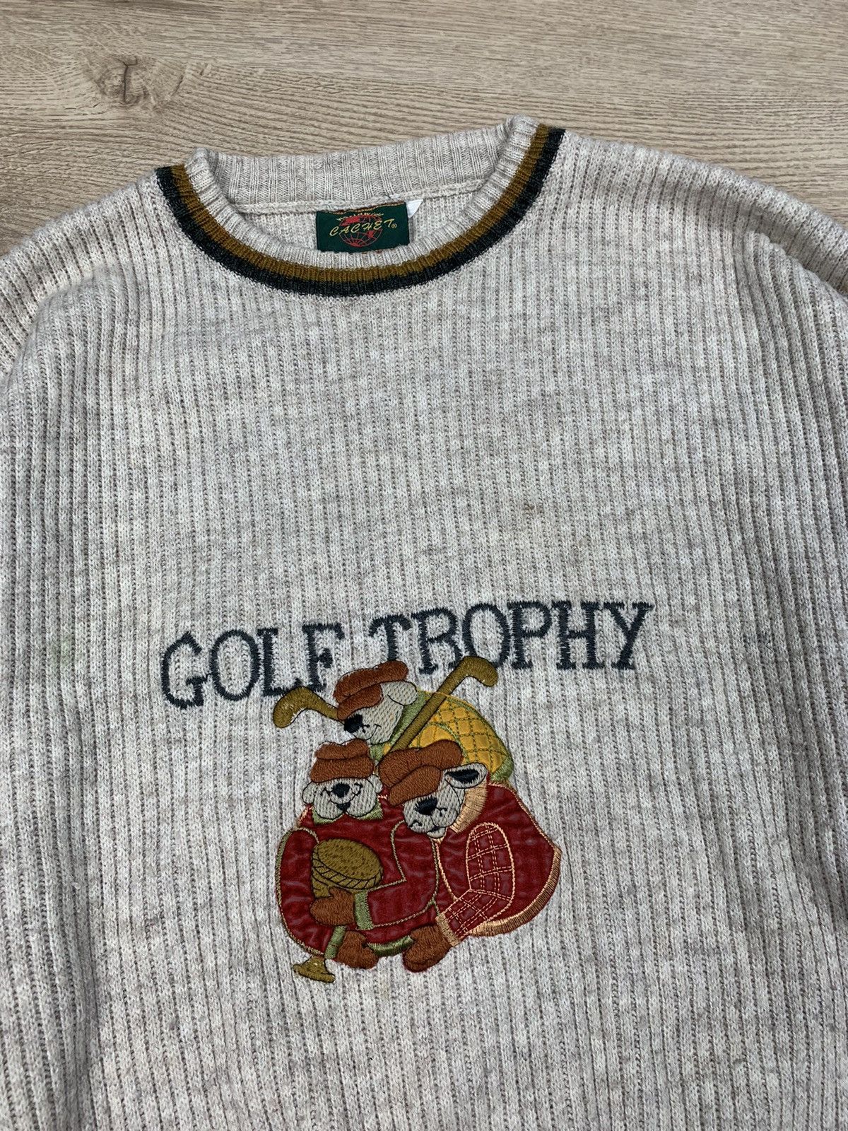 Vintage Vintage 90s / 00s Funny Sweater Sweatshirt Knit Golf Trophy Size US XL / EU 56 / 4 - 2 Thumbnail