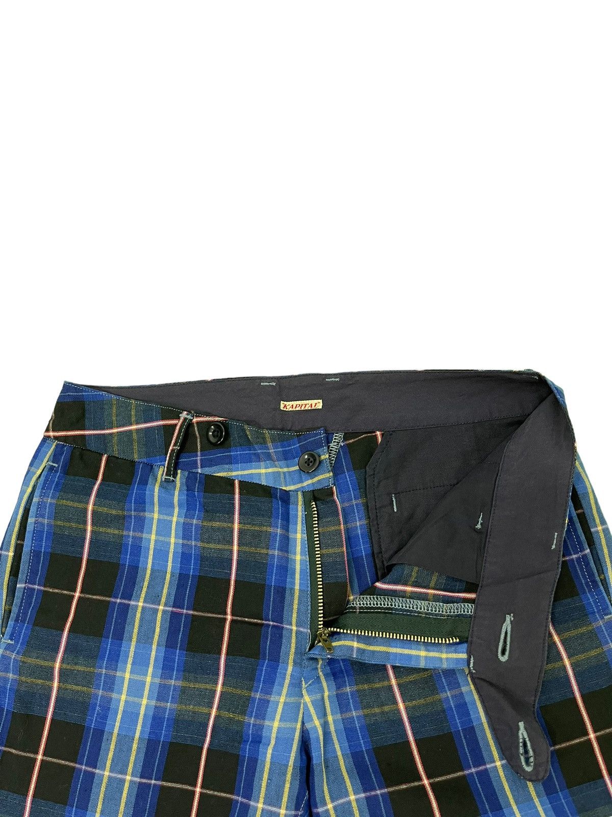 Japanese Brand ⚓ Kapital Plaid Checked Linen Blend Cropped Pant 5🟦8 Size US 31 - 8 Thumbnail