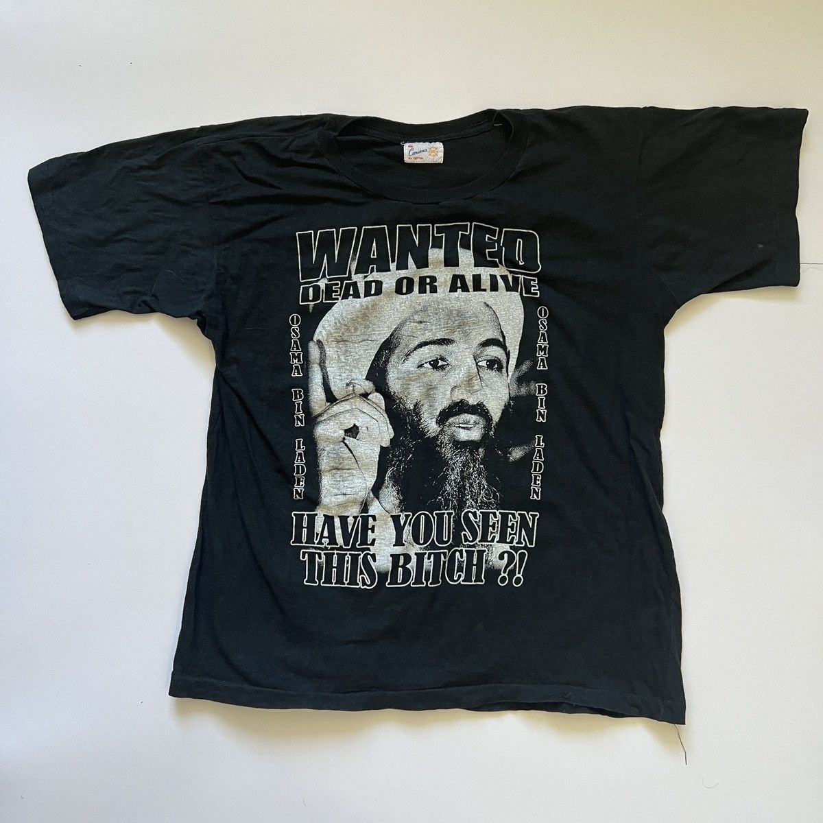 image of Vintage Osama Bin Laden T-Shirt Tee Shirt Terrorist Usa Bush in Black, Men's (Size Medium)