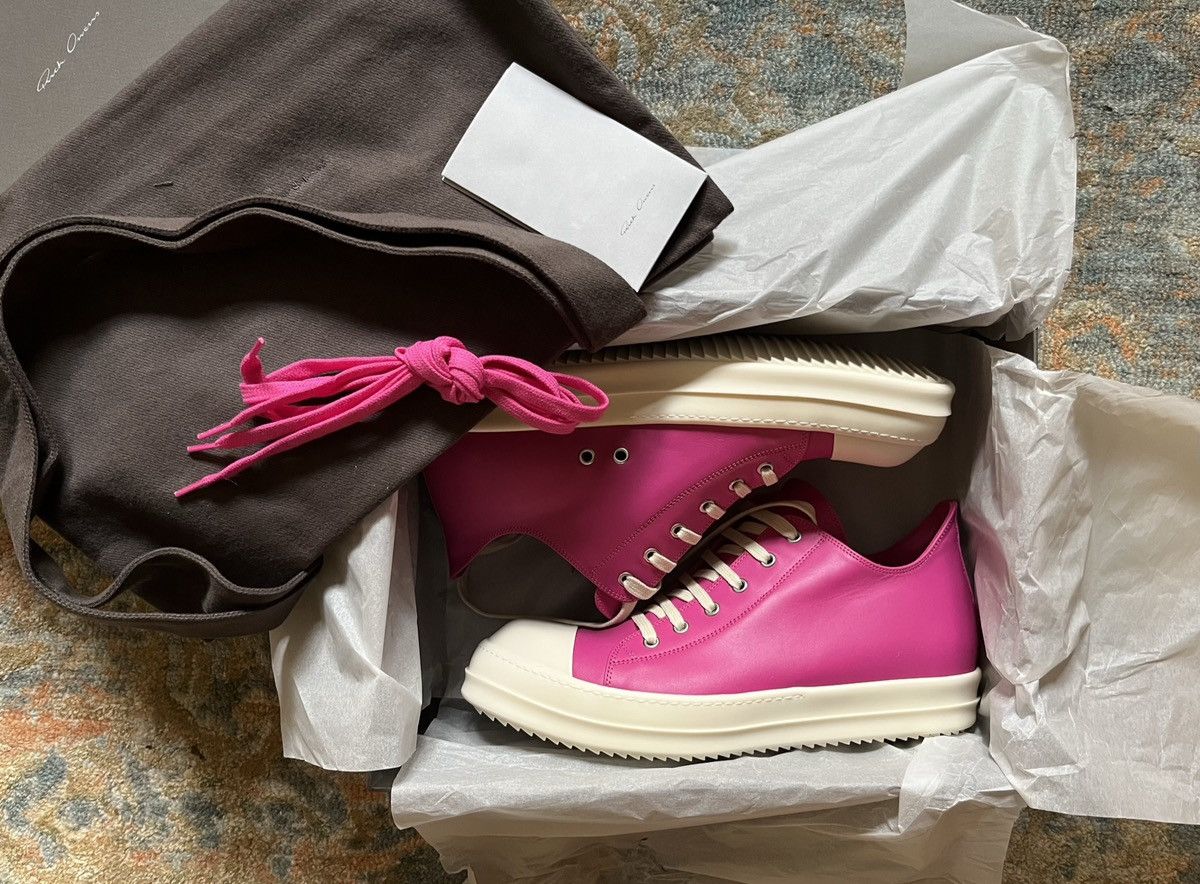 image of Rick Owens Mainline Low Top Ramones Shoes in Hot Pink, Men's (Size 11)
