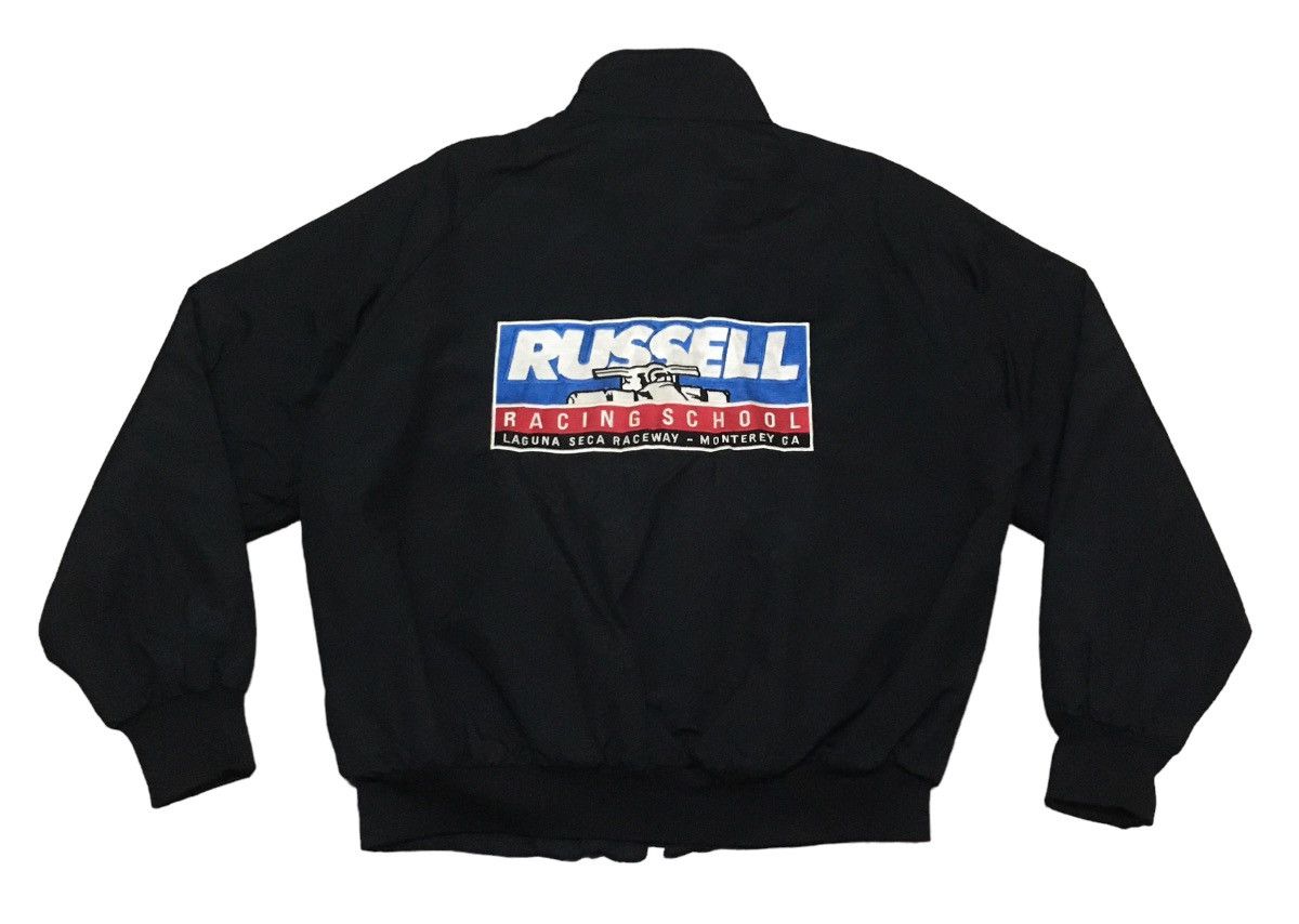 image of Made In USA x Racing Vintage Russell Dunbrooks Usa Team Bomber Jacket 1980S in Black (Size Large)