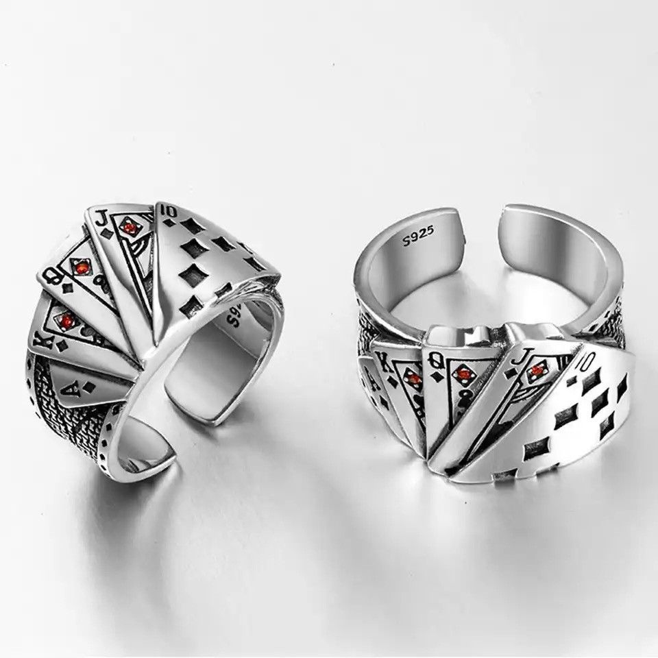 Jewelry × Vintage Poker Cards Adjustable Ring Retro Size ONE SIZE - 9 Thumbnail