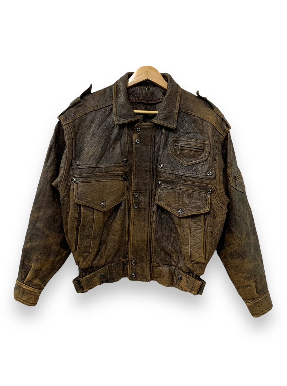Japanese Brand Distressed Leather Jacket Italian Leather Size US M / EU 48-50 / 2 - 2 Thumbnail