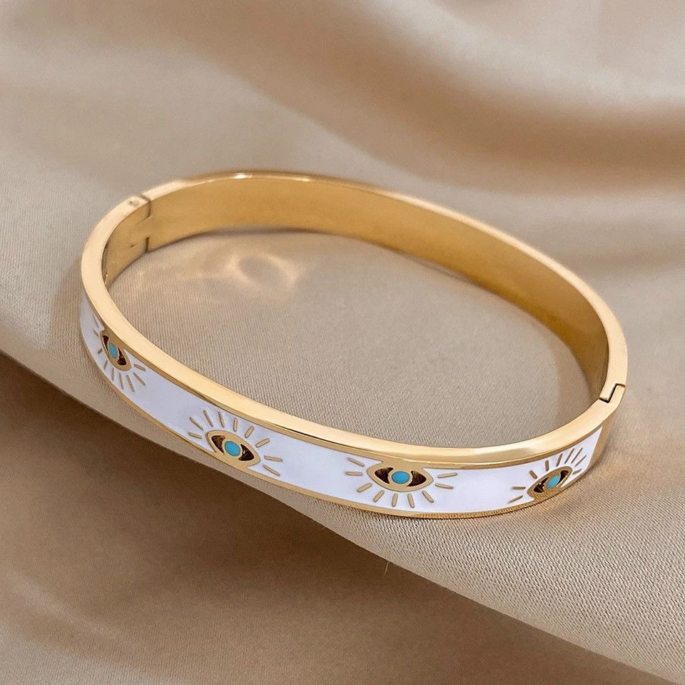 Other Devil Eye Charm White Enamel Bangles Bracelets Size ONE SIZE - 3 Thumbnail
