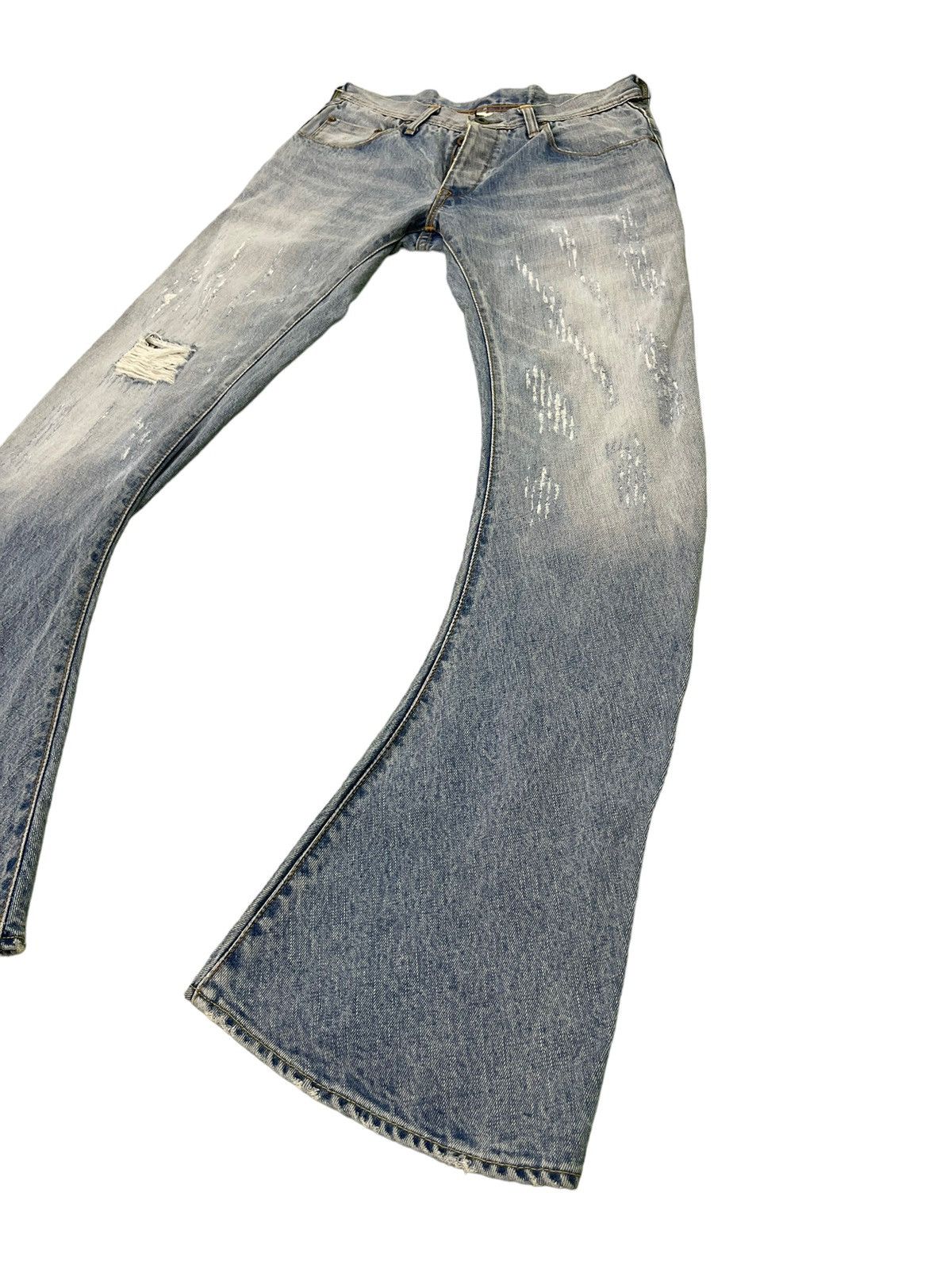 Japanese Brand Flare Jeans WJK Japan Distress Banana Curv Leg Boot Cut 6🟦0 Size US 30 / EU 46 - 3 Thumbnail