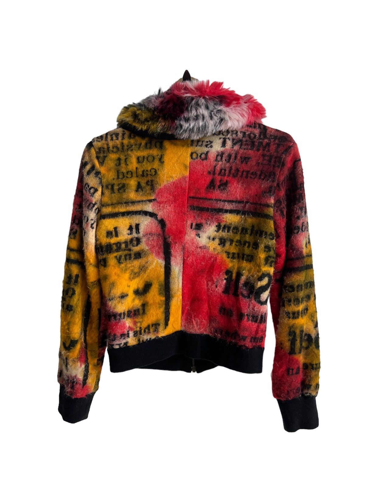 Art Comes First Y2K Diesel Style Lab 🇮🇹 Fur Neck Pop Art Jacquard Bomber Size S / US 4 / IT 40 - 5 Thumbnail