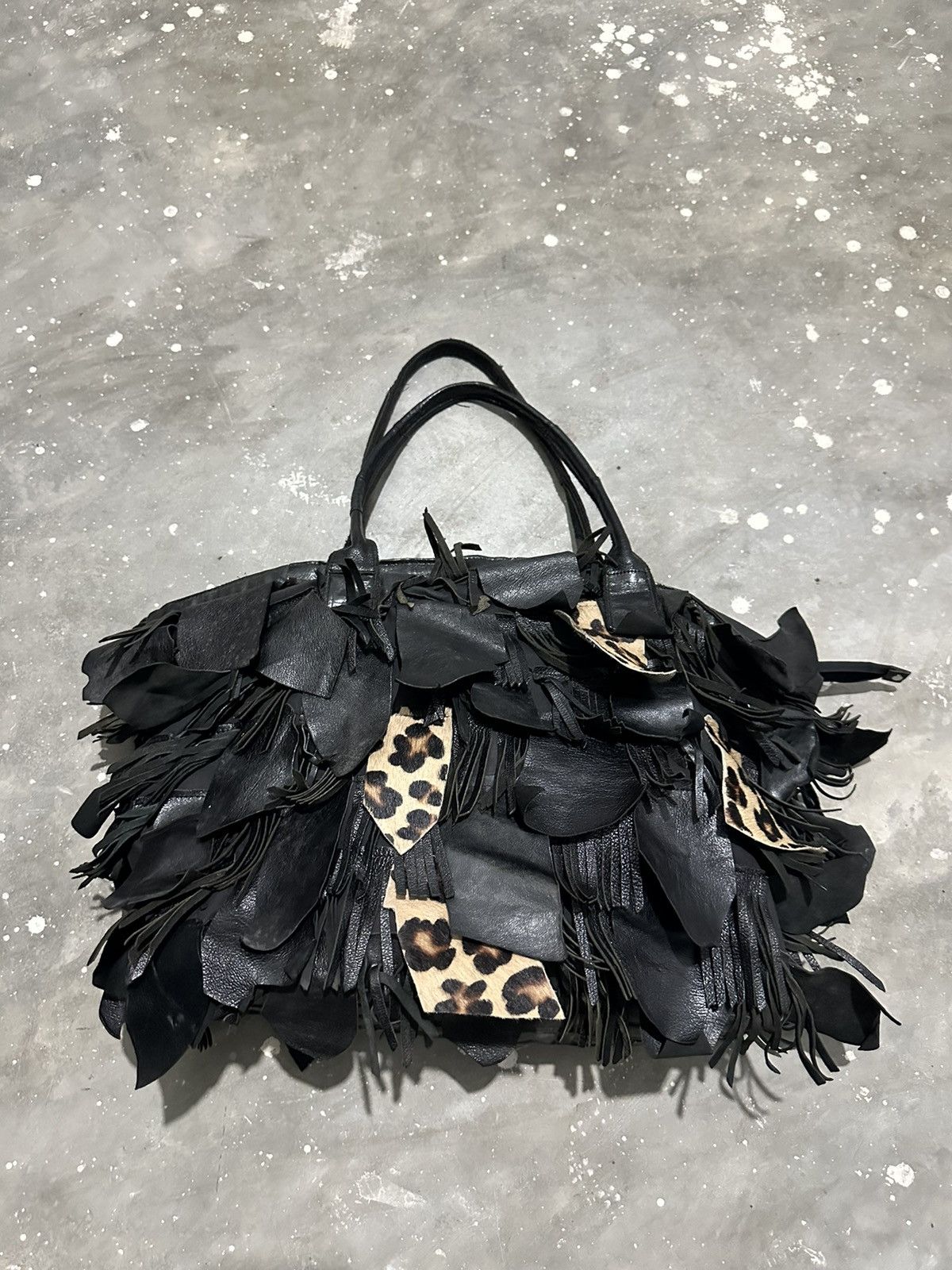 Leather Beautiful Bag Avant Garde Style scales Ruffled Design Size ONE SIZE - 4 Thumbnail