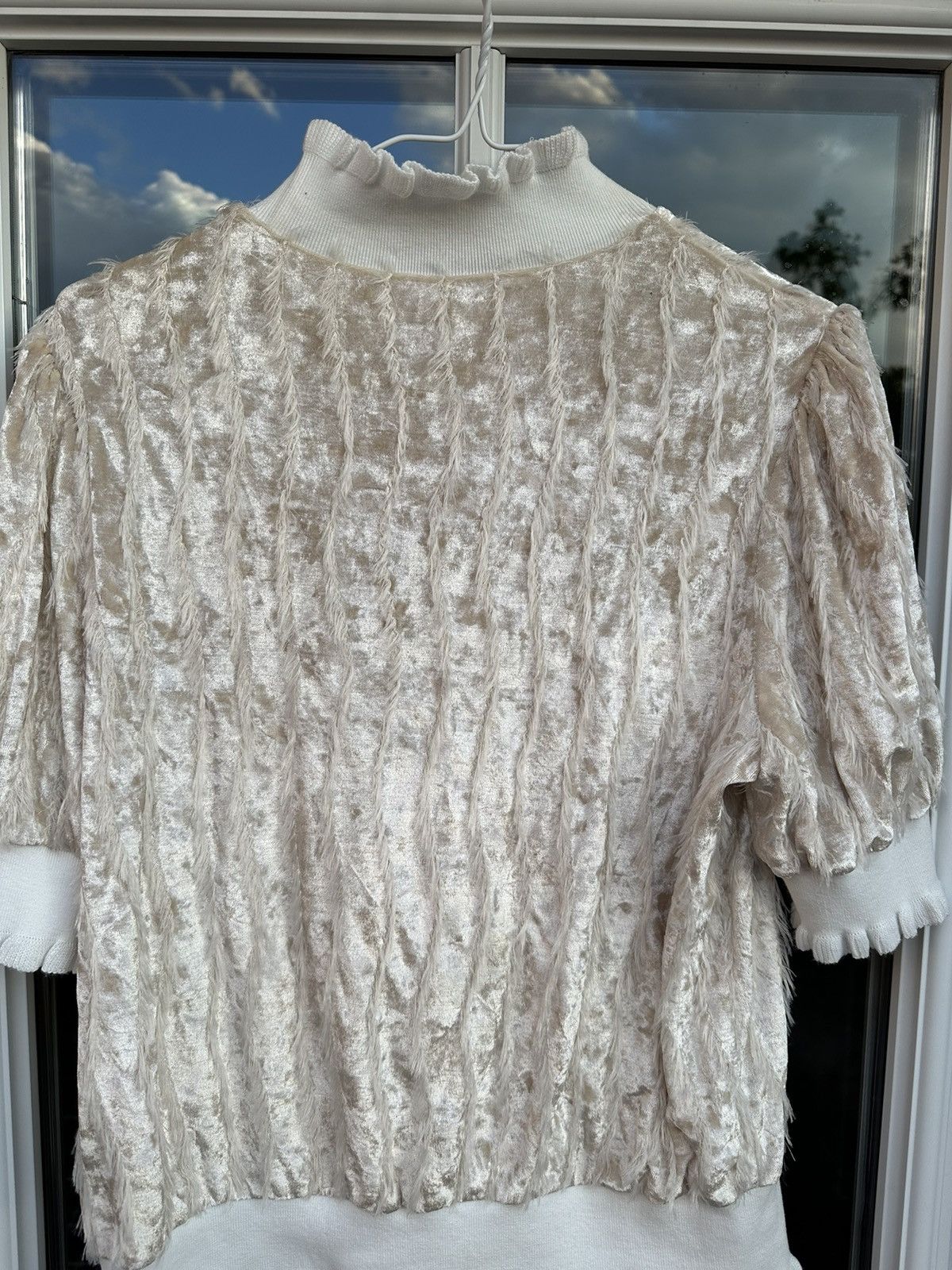 Japanese Brand × Miu Miu × Vintage Vintage Miu Miu Gorgeous Feather shining knit shirt blouse Size M / US 6-8 / IT 42-44 - 8 Thumbnail