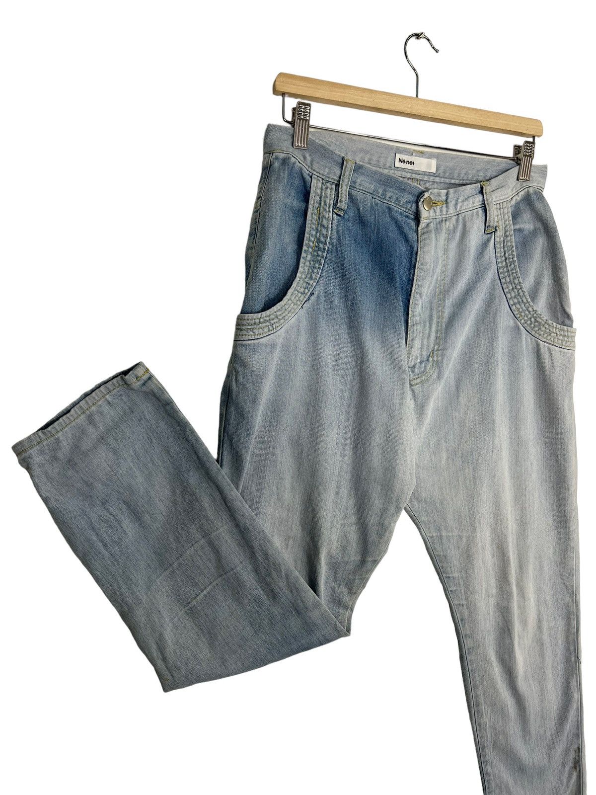 Issey Miyake 🔥 NENET PICMENT DYED ICE BLUE MONKEY DENIM PANTS Size US 30 / EU 46 - 6 Thumbnail