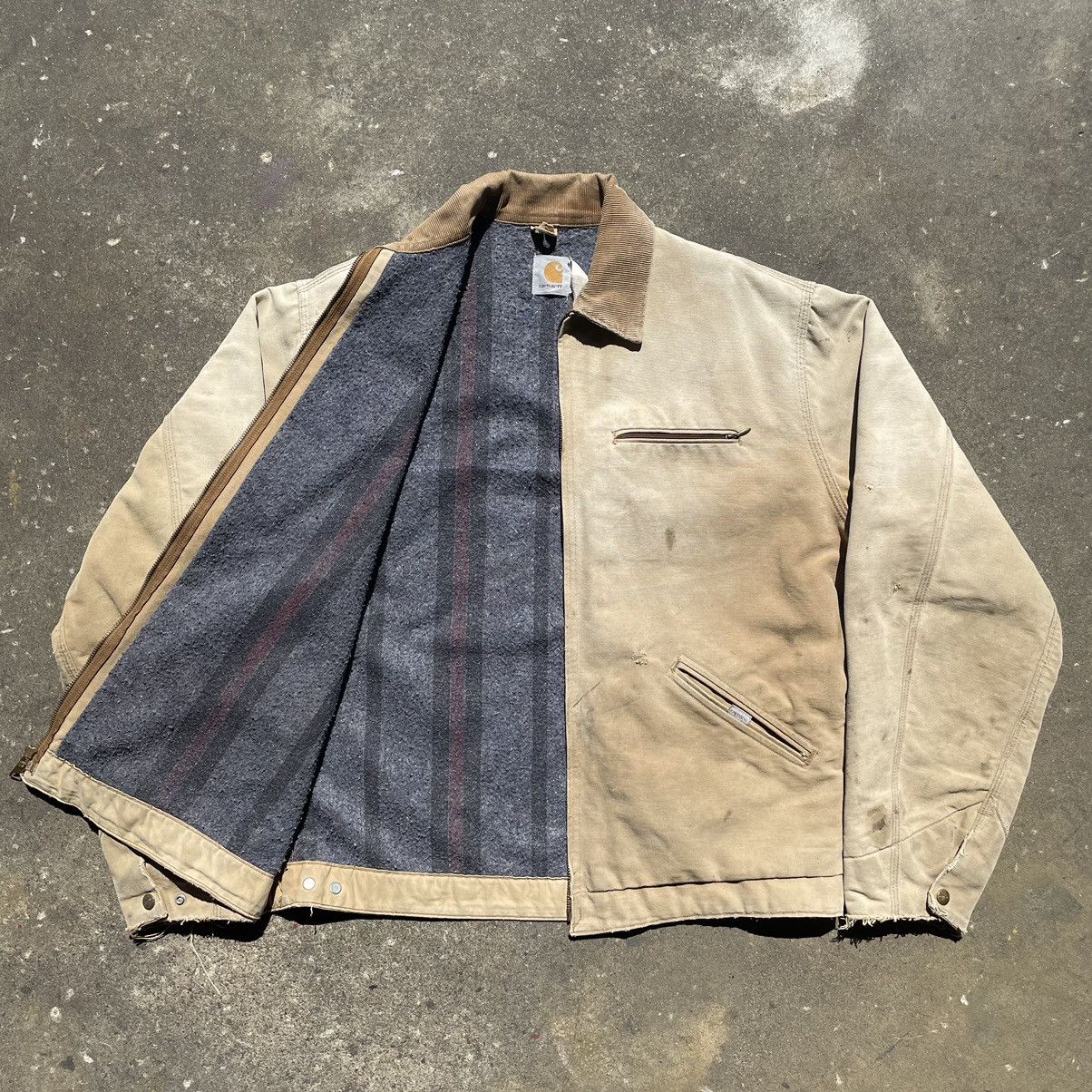 Carhartt Vintage 1980s Carhartt Detroit Jacket Blanket Lined Tan Size US L / EU 52-54 / 3 - 2 Thumbnail