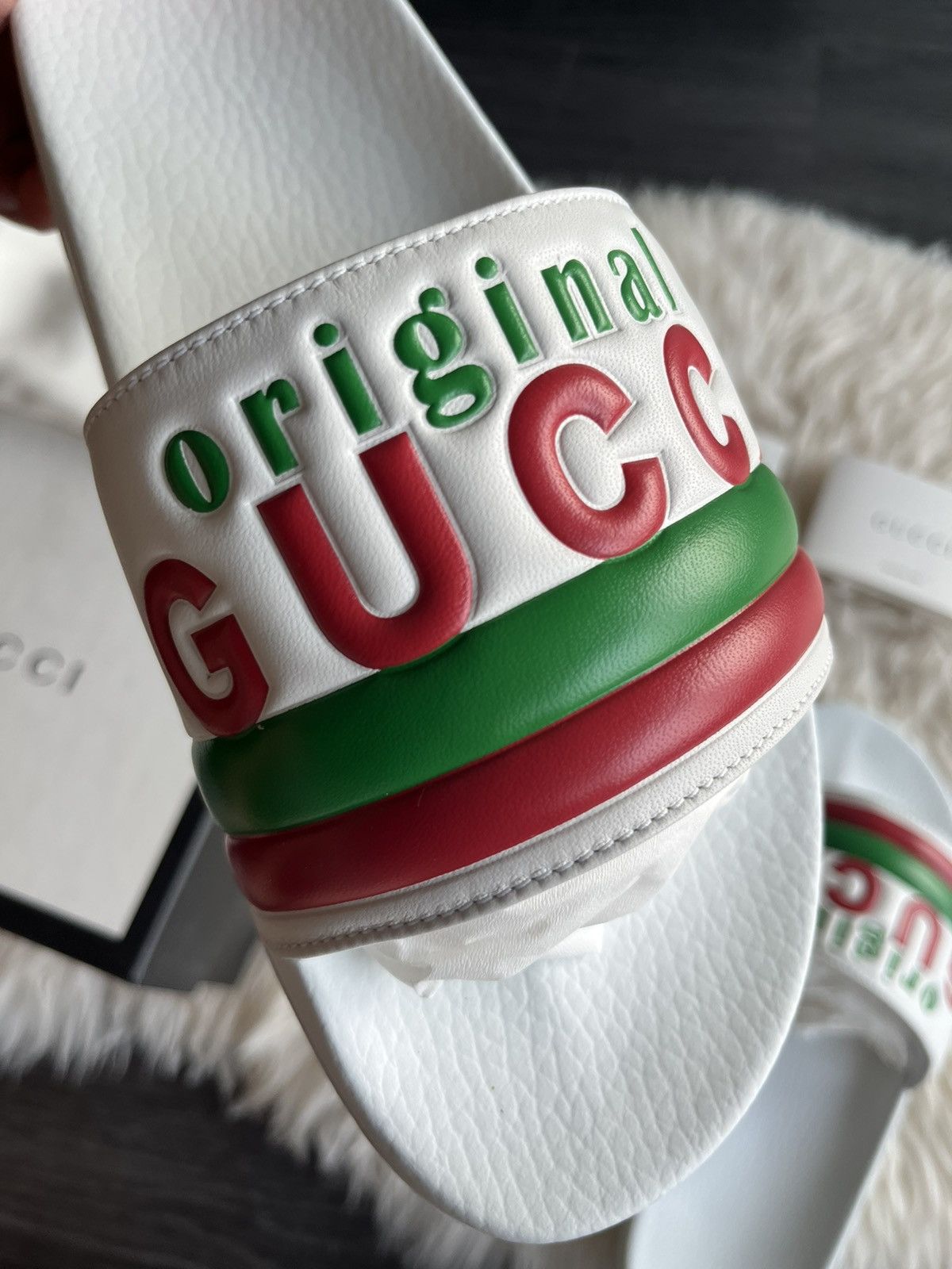 Gucci Super Runway Brand New Gucci Logo Leather Sandal Slides Rare Size US 9 / EU 42 - 13 Thumbnail