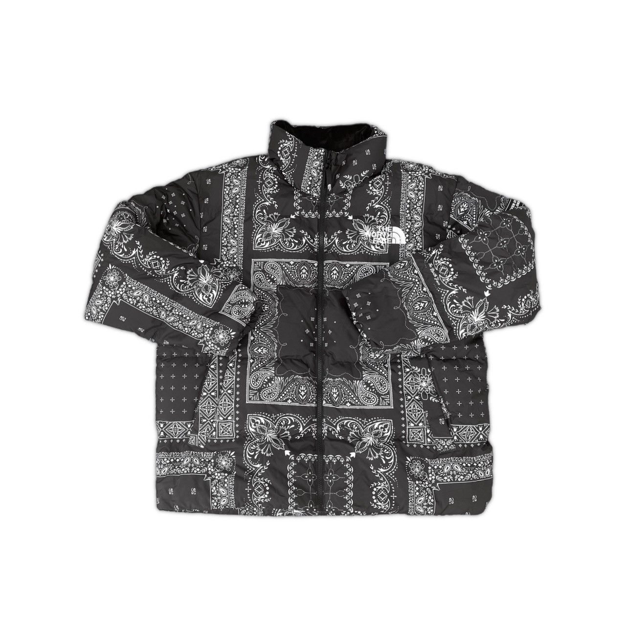 image of The North Face Paisley Bandana Nuptse - Korea Exclusive in Black, Men's (Size Large)