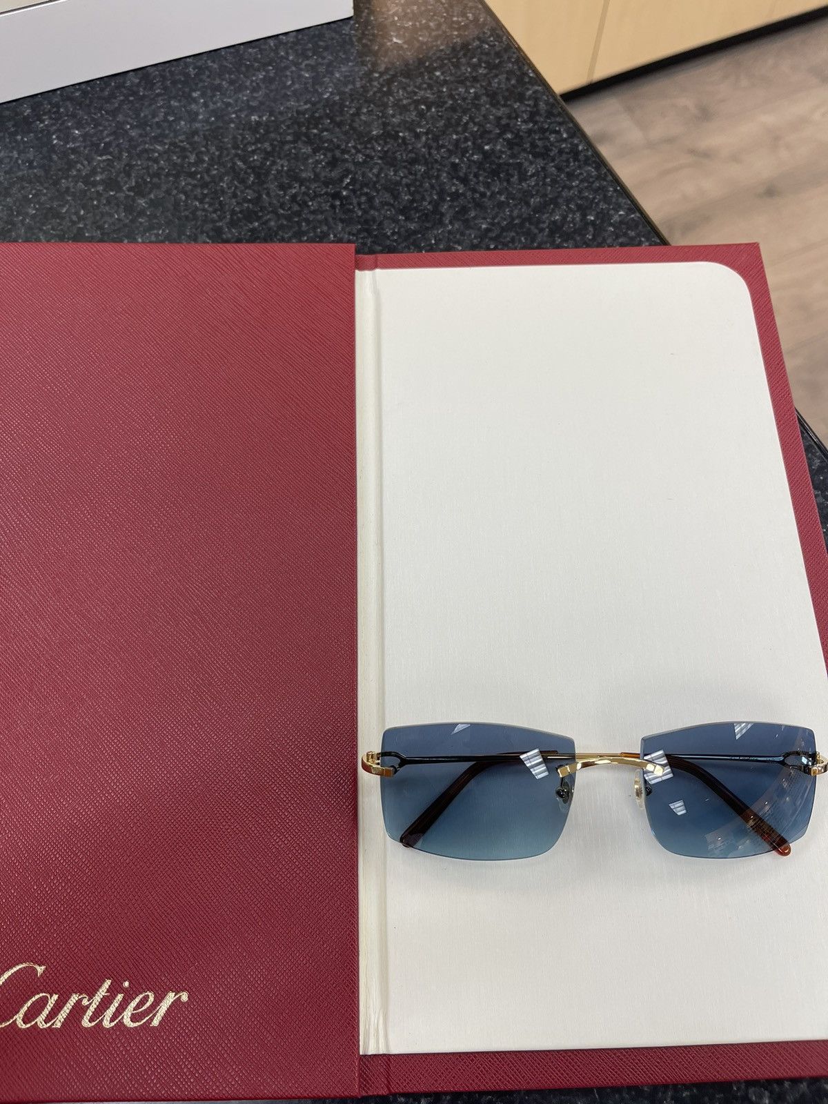 Cartier Cartier C Decor Blue Tint Sunglasses Gold Size ONE SIZE - 1 Thumbnail