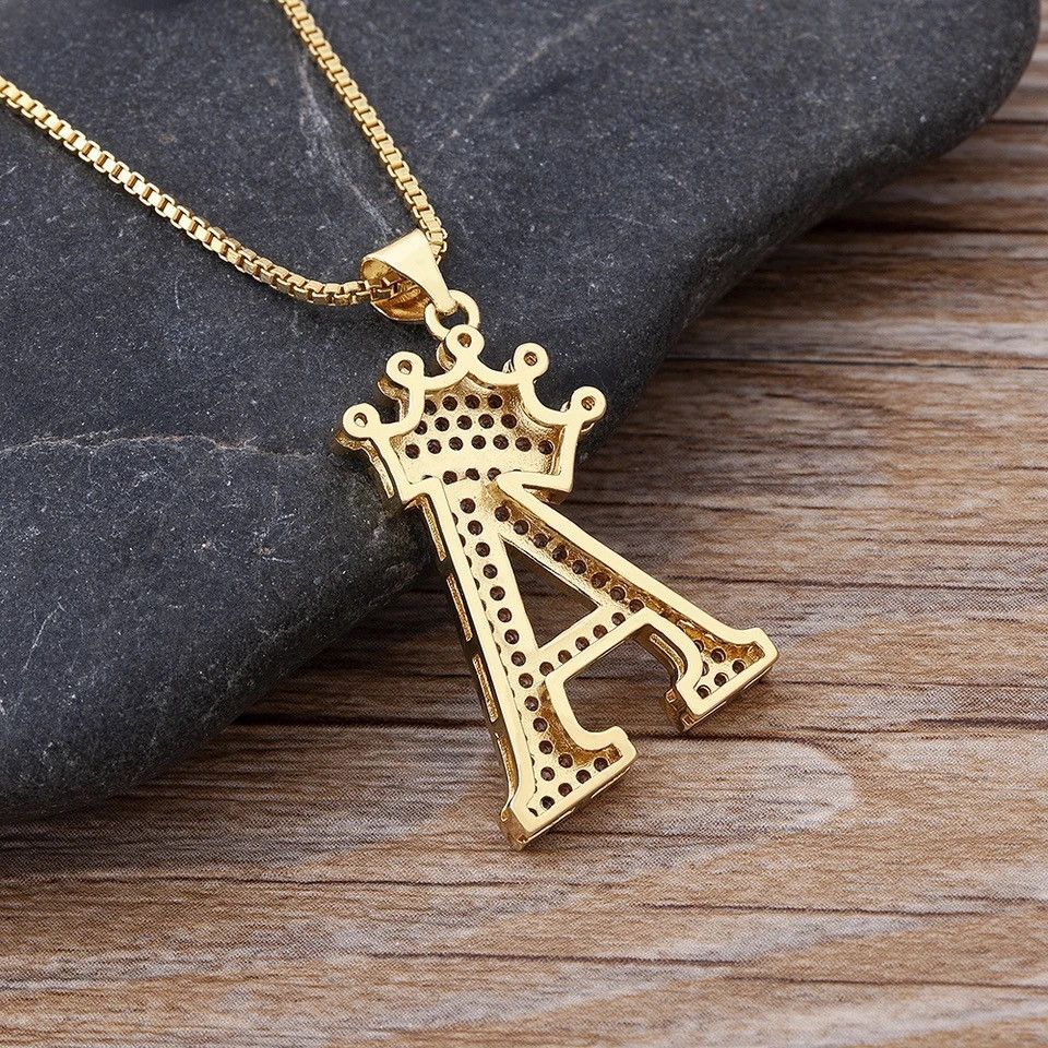 Jewelry A Crown Alphabet Pendant Chain Necklace Size ONE SIZE - 3 Thumbnail