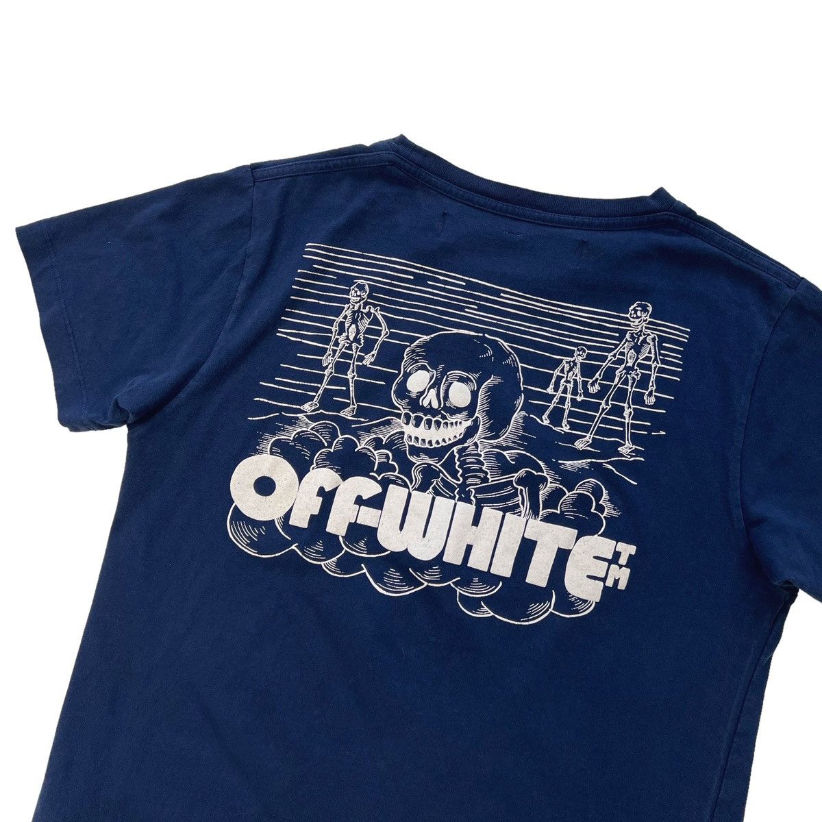 image of Off White Off-White Skeletons Blue T Shirt, Men's (Size Small)