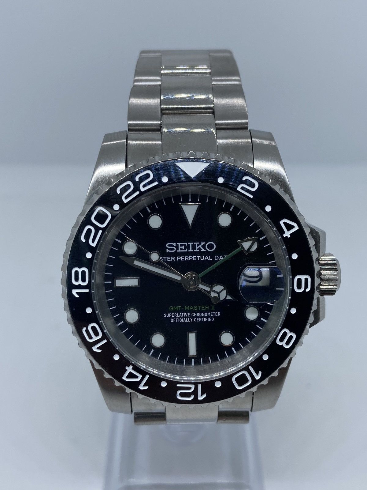 Seiko Seiko Mod NH34 GMT-Master 2 Black 41mm Oyster Bracelet Steel ...