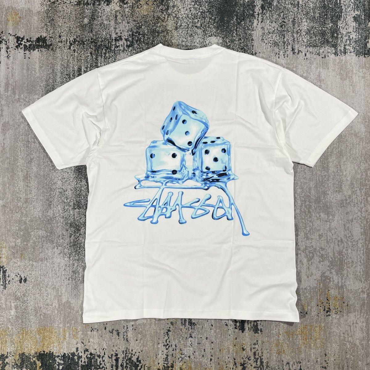 Streetwear × Stussy Stussy Ice Dice Melted Logo Tee ( M