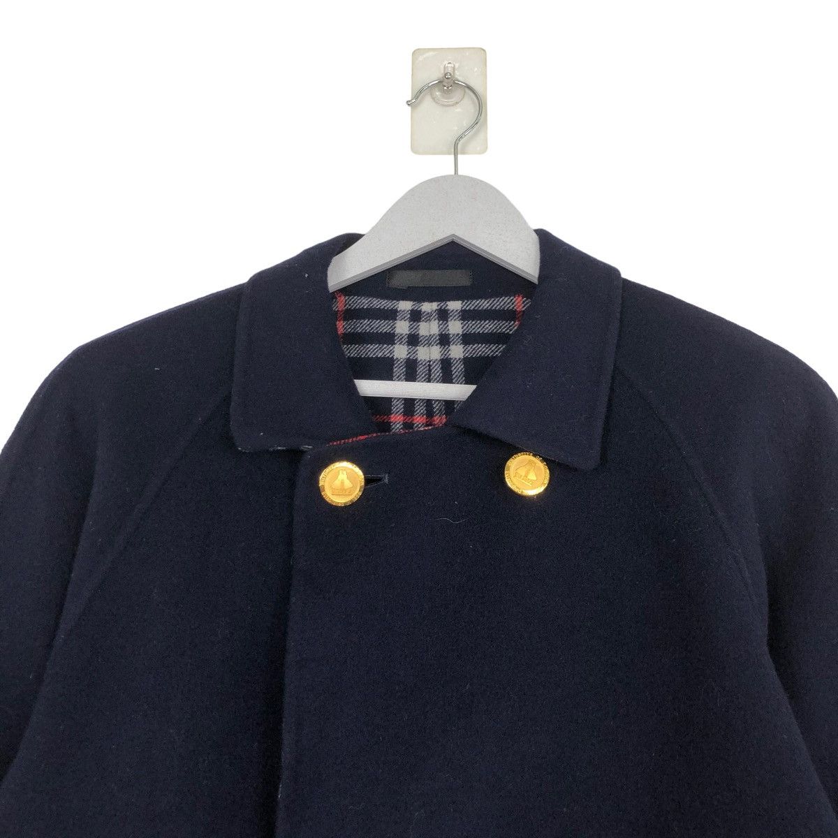 Burberry × Burberry Prorsum × Vintage 💥BURBERRYS NOVA CHECK VINTAGE NAVY WOOL LONG JACKET Size US L / EU 52-54 / 3 - 6 Thumbnail