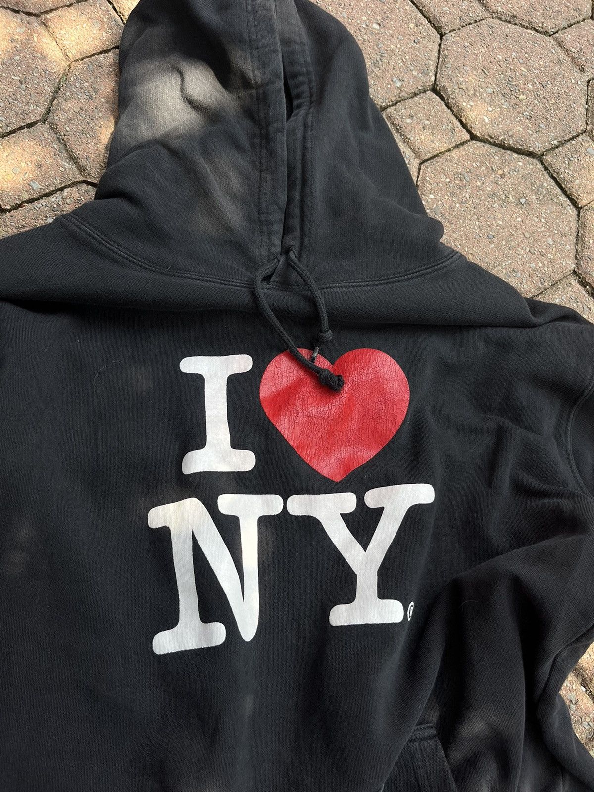 Vintage Vintage “I Heart NY” Black Faded Hoodie Y2K Size US XL / EU 56 / 4 - 7 Thumbnail