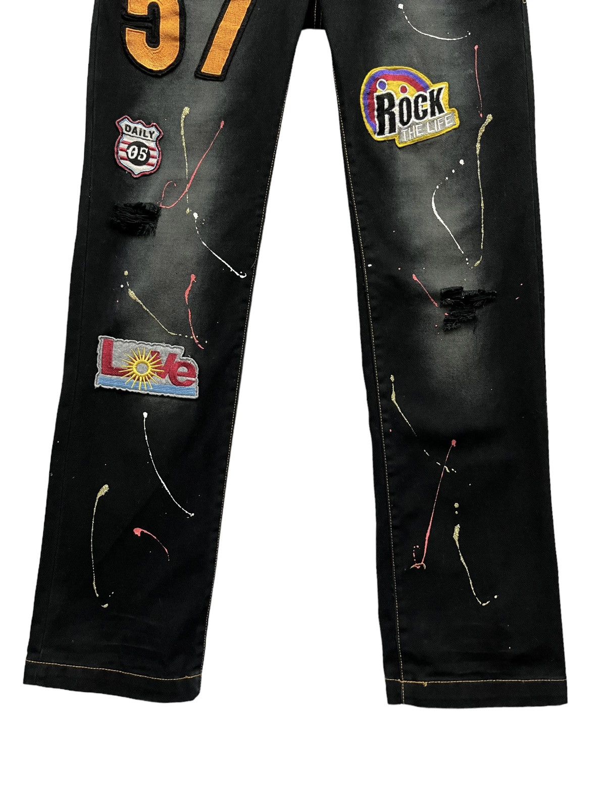 If Six Was Nine 🔥DOPE💥DAILY NEWS Japan Double Waist Splash Multi Patches Size US 32 / EU 48 - 4 Thumbnail