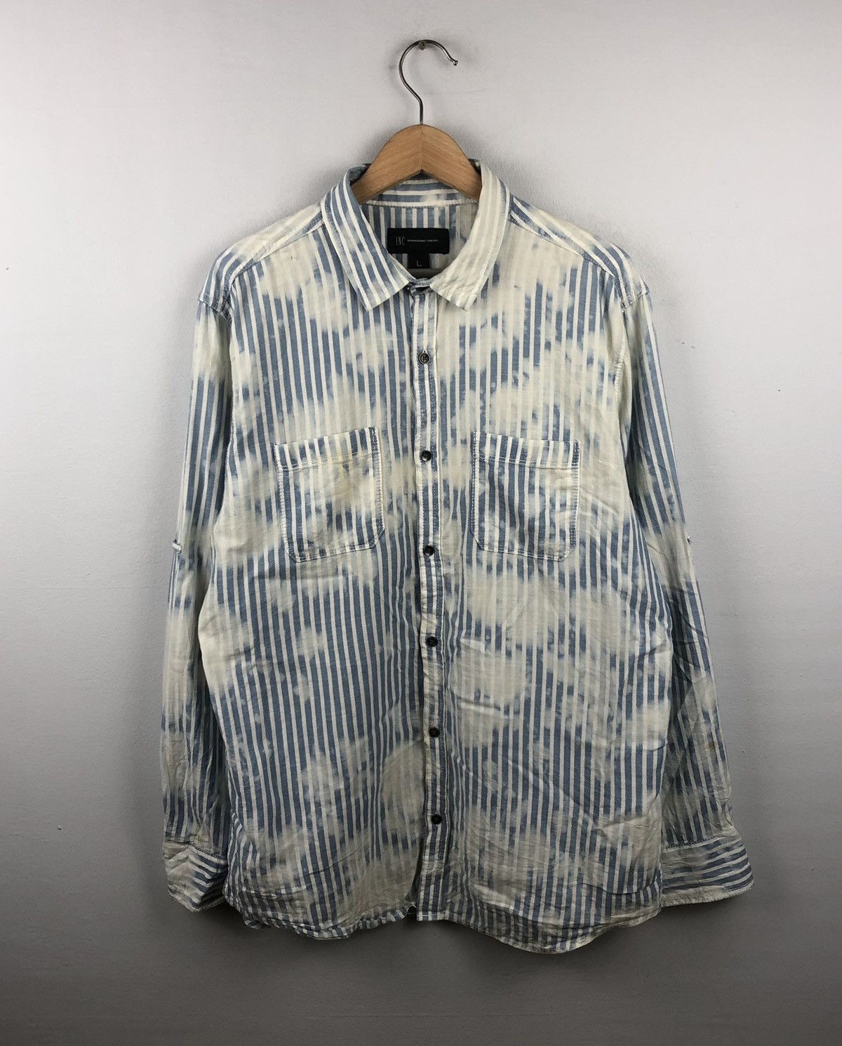 I.N.C Concept Acid Wash Tie Dyed Button Up Shirt