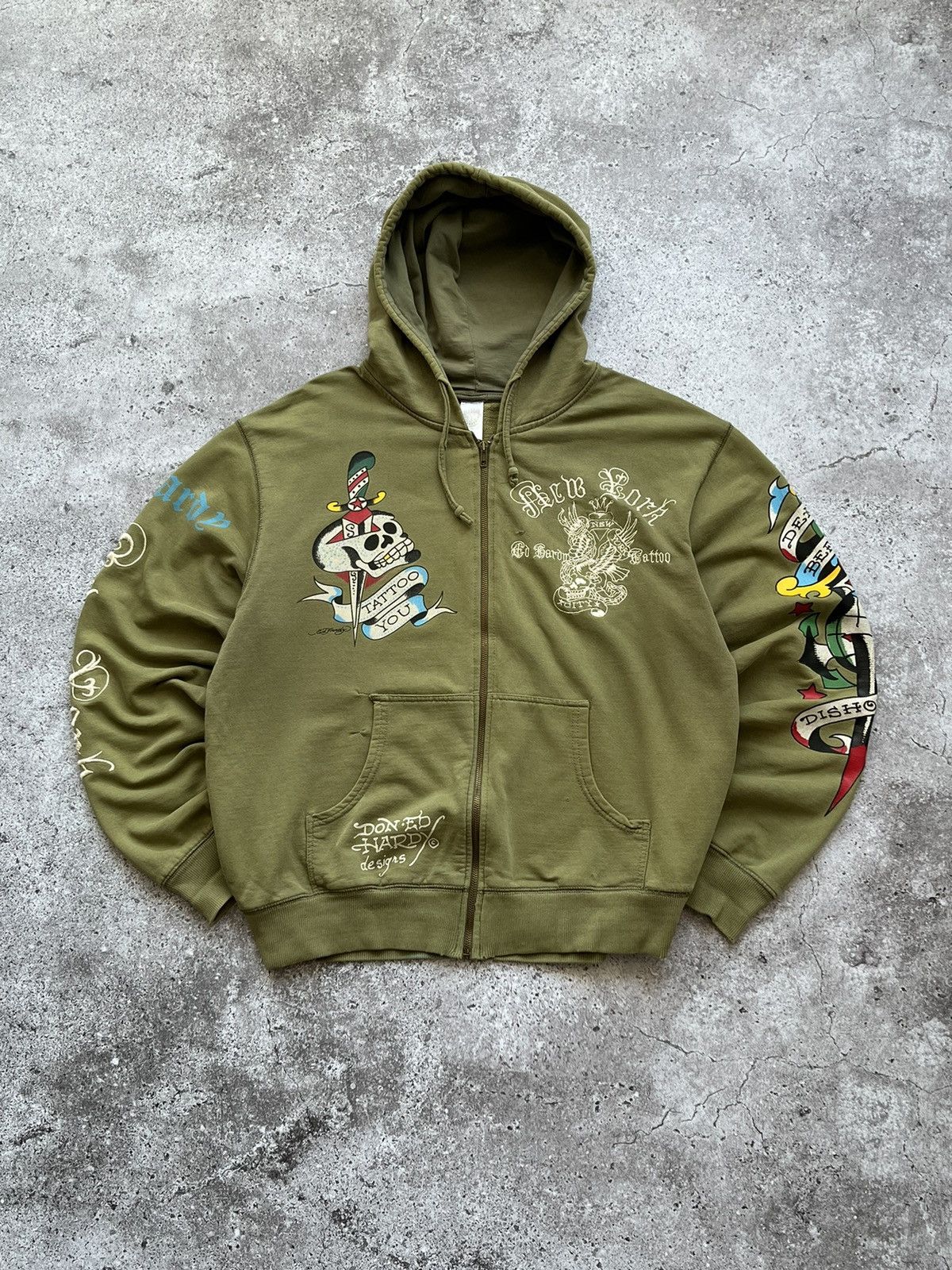 Christian Audigier × Ed Hardy × Vintage Vintage Ed Hardy Zip Up Hoodie Rare Big Logo Size US L / EU 52-54 / 3 - 23 Thumbnail