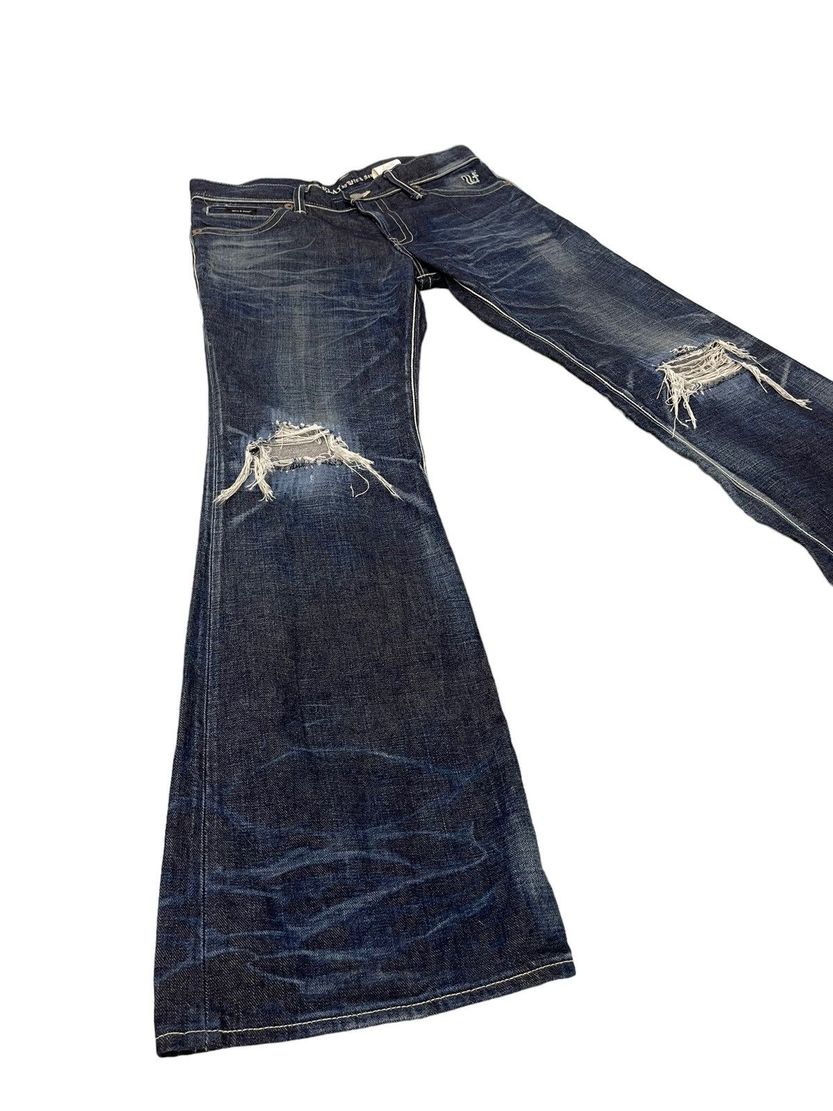 image of Hype Flare Jeans Ufin & Sons Distres Thick Denim Bell Bottom 59 in Blue, Men's (Size 35)