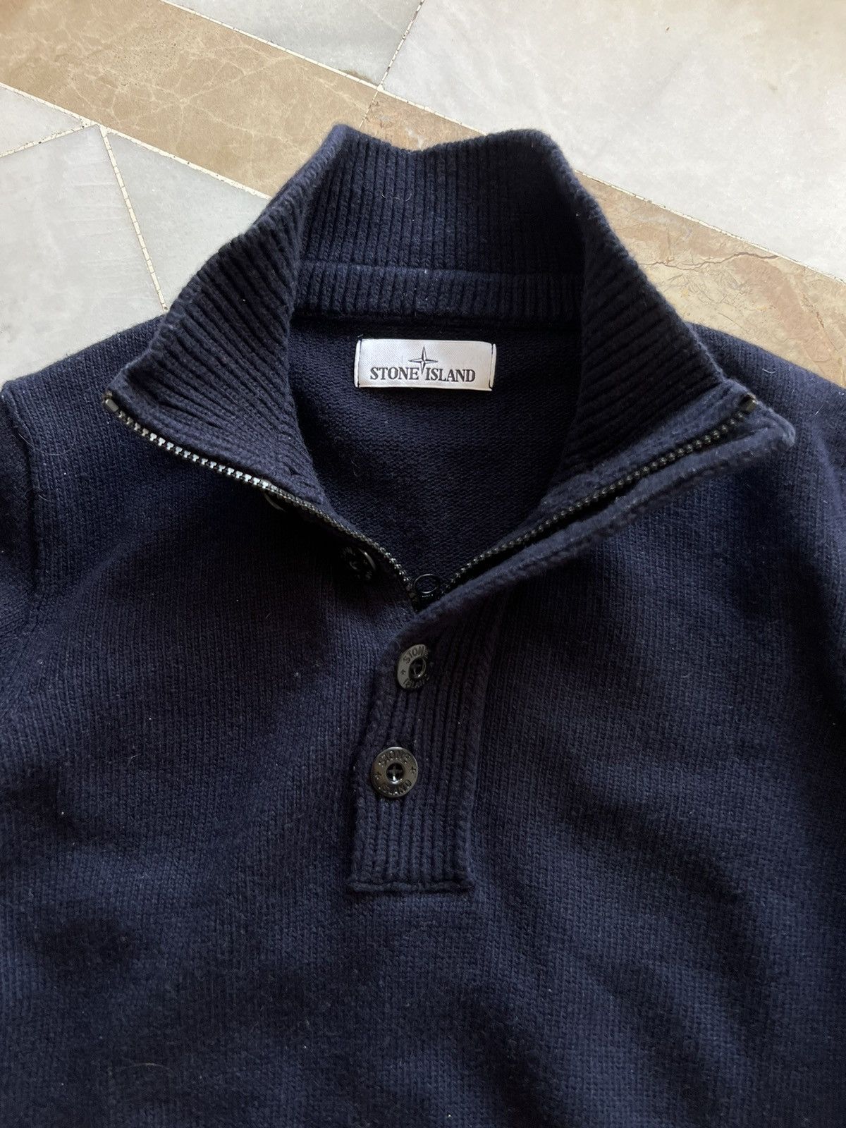 Stone Island × Vintage Stone island turtleneck button sweater Size US M / EU 48-50 / 2 - 5 Thumbnail