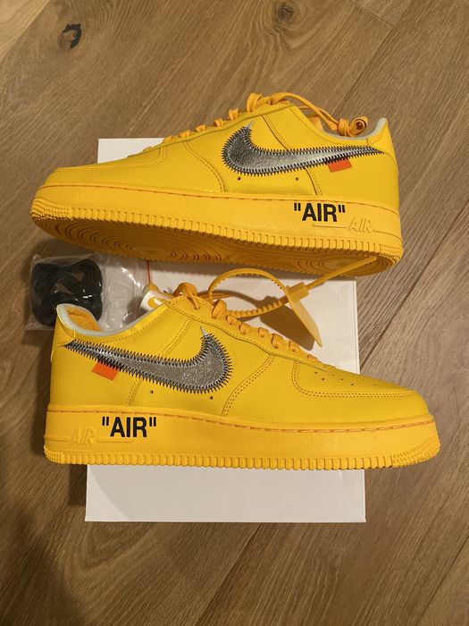 Nike Off-White Air Force 1 ICA “Lemonade/University Gold” | Grailed