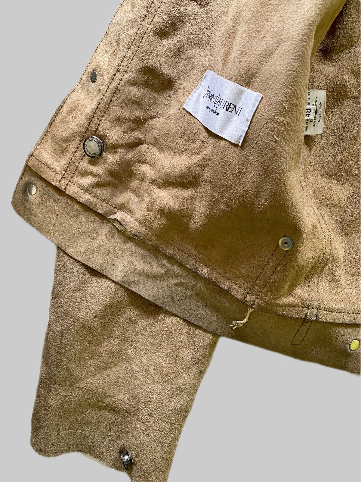 Yves Saint Laurent Insane Detailed YSL RiveGauche Suede Leather Jacket Size US M / EU 48-50 / 2 - 18 Thumbnail