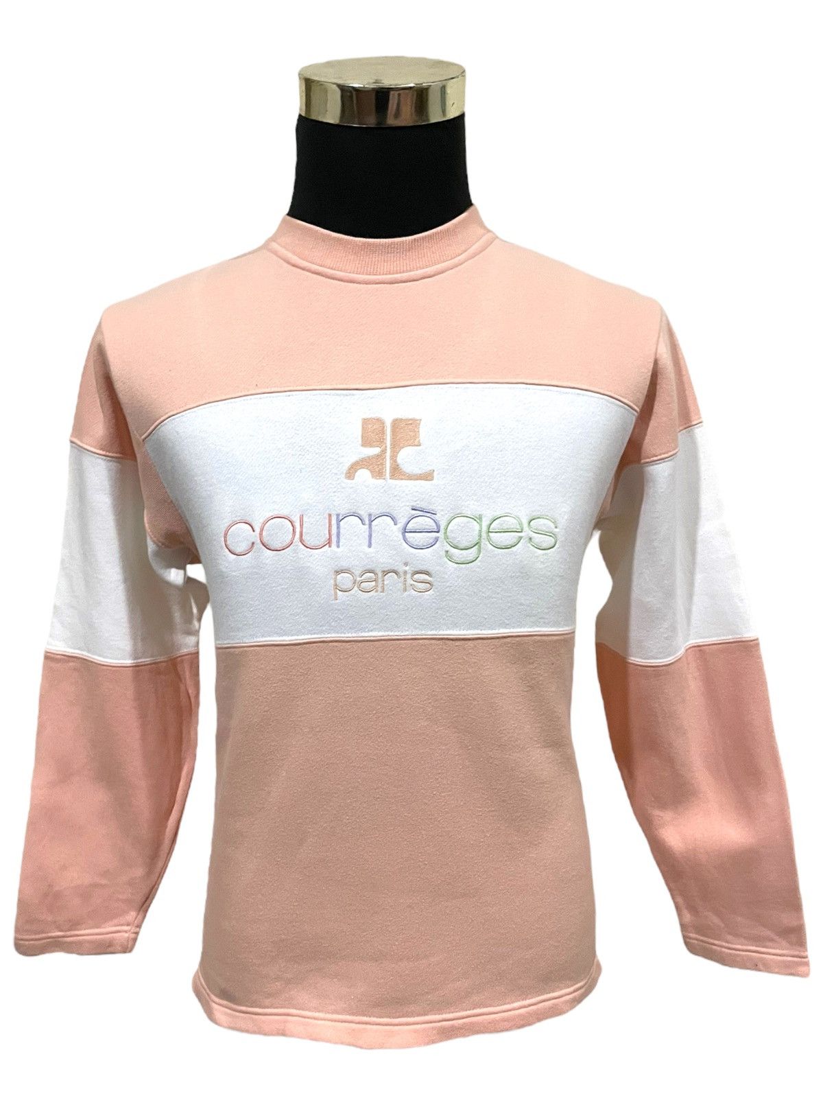 Andre Courreges × Courreges Rare🔥Courreges Paris Spellout Tri Color Sweater Jumper Size L / US 10 / IT 46 - 3 Thumbnail