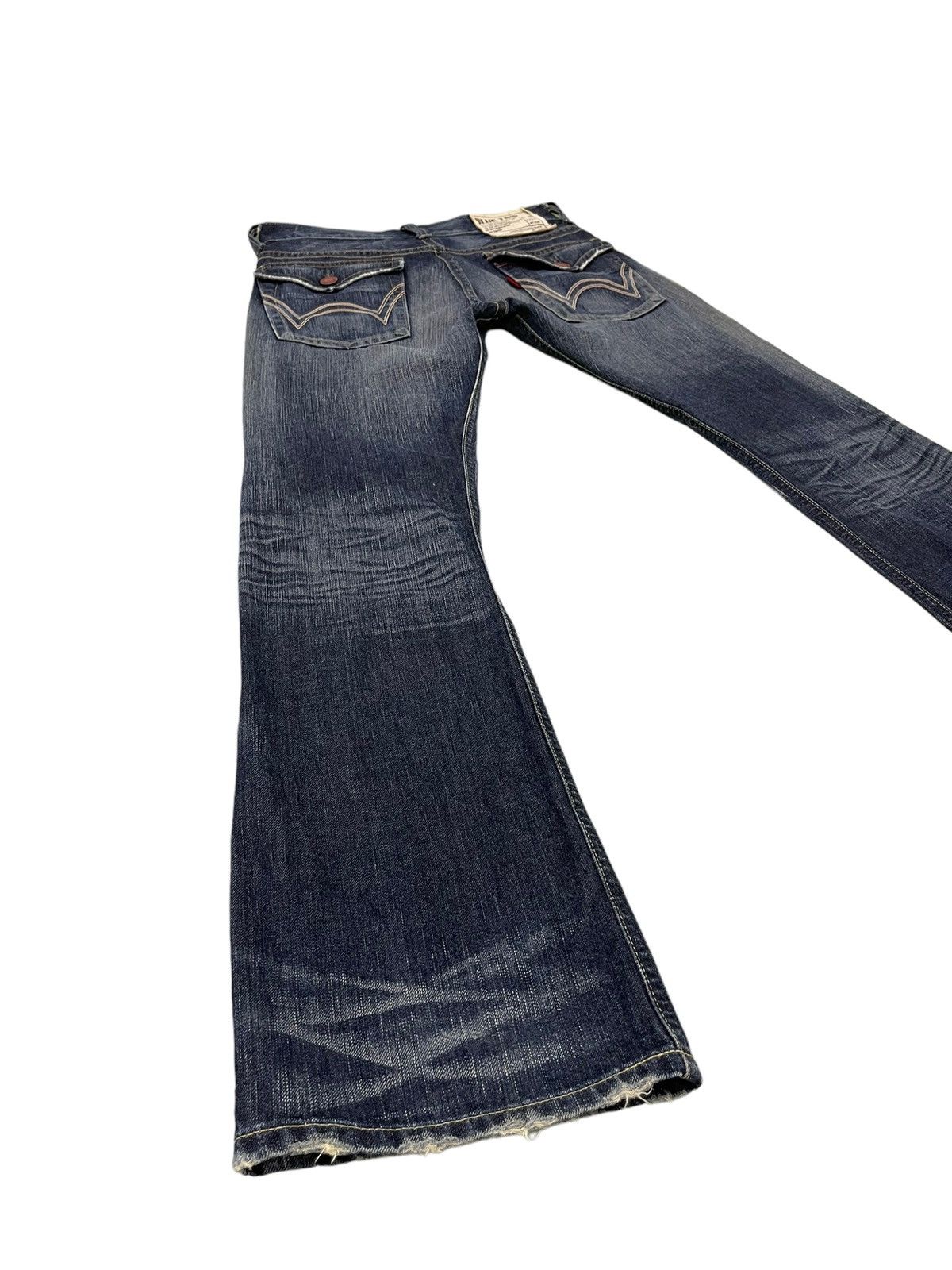Edwin Flare Jeans Edwin Distress Acid Wash Low Rise Boot Cut 5🟦5T Size US 31 - 13 Thumbnail
