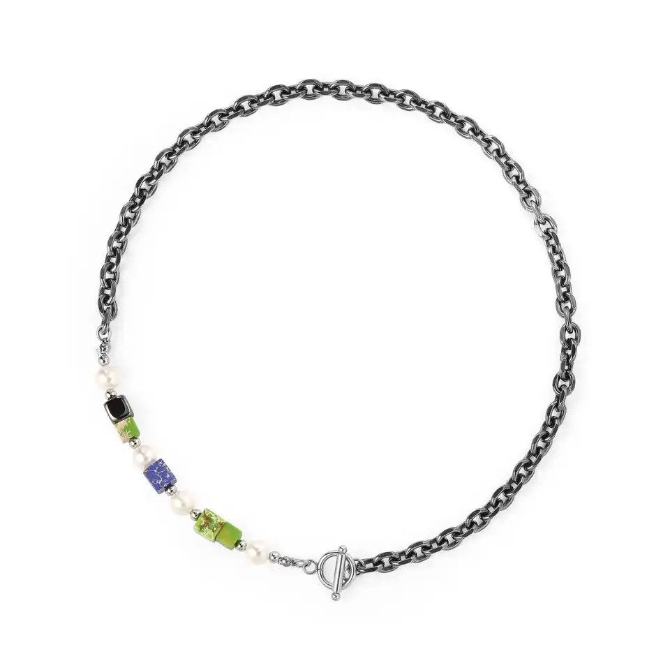 Jewelry Retro Agate Square Beads Stitching Necklace Size ONE SIZE - 2 Thumbnail