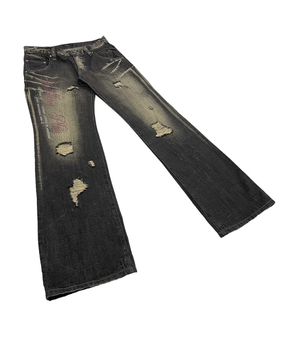 image of Avant Garde x In The Attic Vicefairy Japan Flare Distressed Jeans Hysteric Style in Black (Size 31)