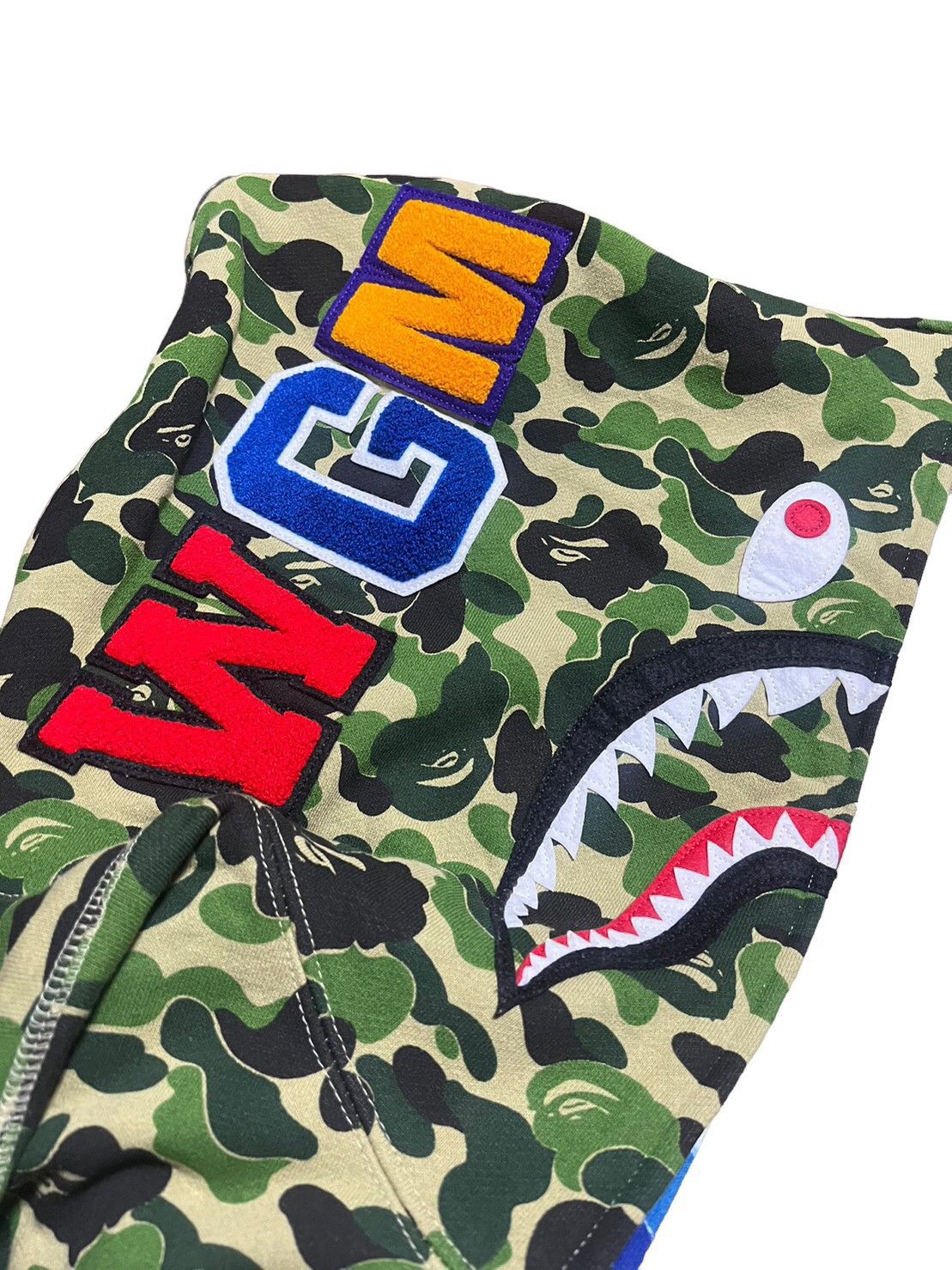 BAPE shark half full zip hoodie ABC green/blue camo