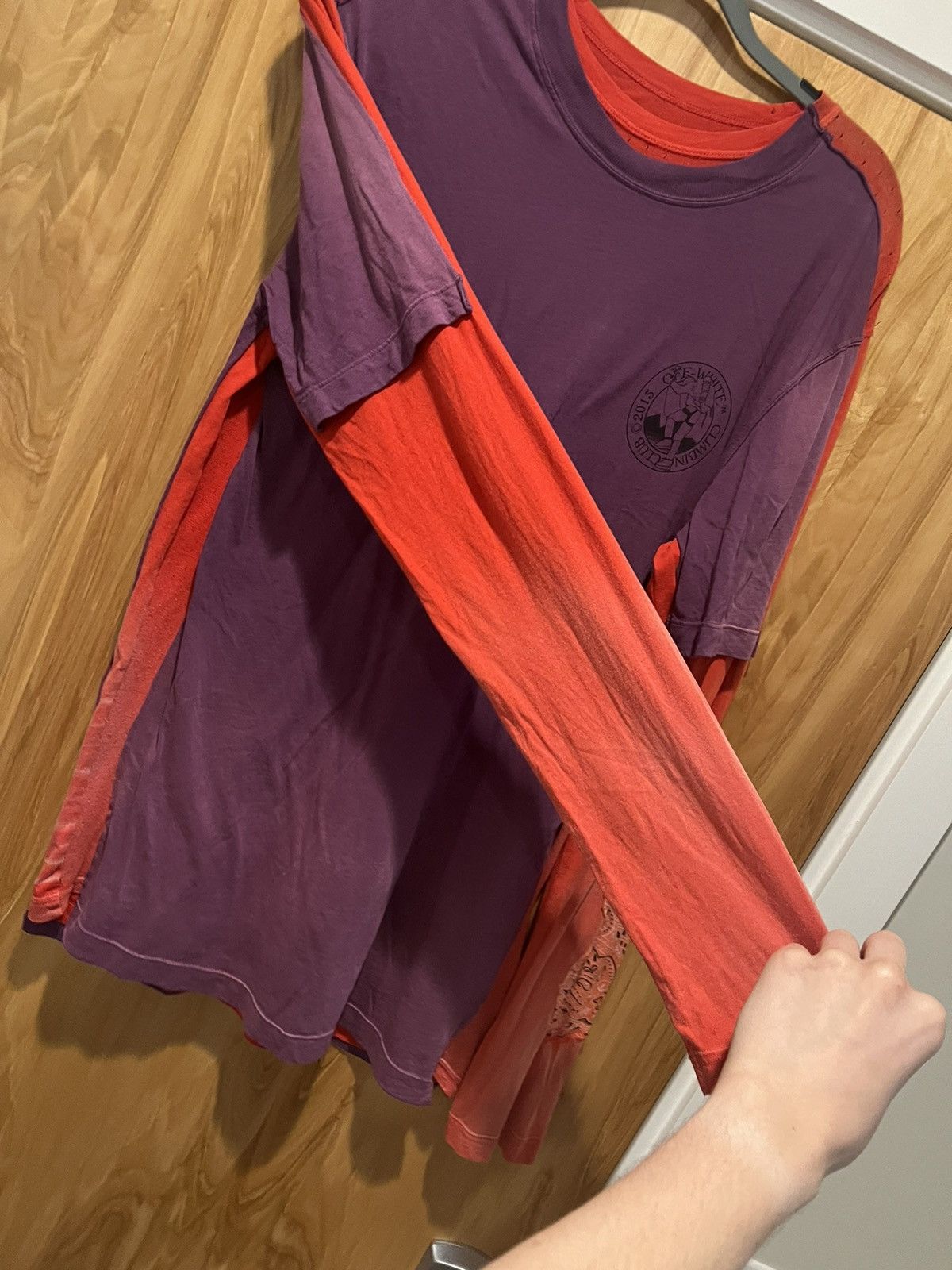 Off-White Off White Triple Layer Reconstructed Longsleeve Red Purple Size US M / EU 48-50 / 2 - 3 Thumbnail