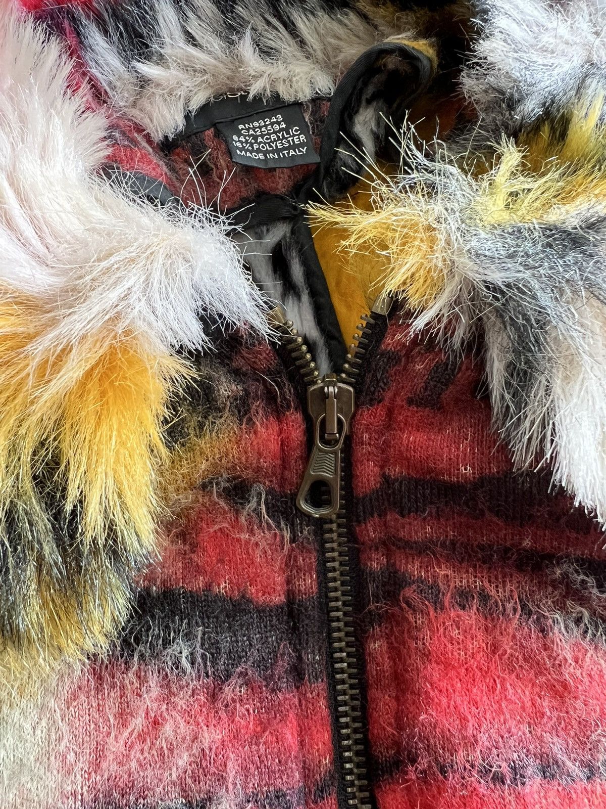 Art Comes First Y2K Diesel Style Lab 🇮🇹 Fur Neck Pop Art Jacquard Bomber Size S / US 4 / IT 40 - 9 Thumbnail