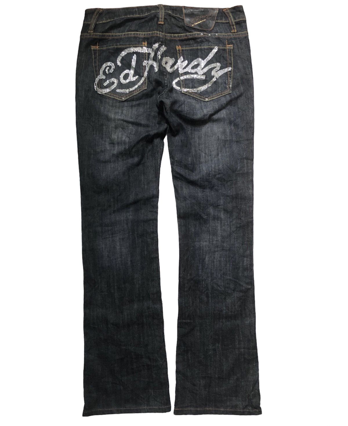 Ed Hardy by Christian Audiger Swarovski flare denim pants