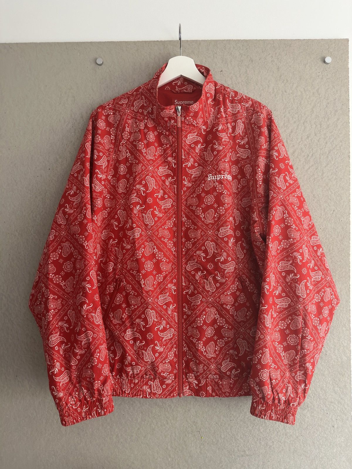 image of Supreme Red Bandana Track Jacket, Men's (Size Large)