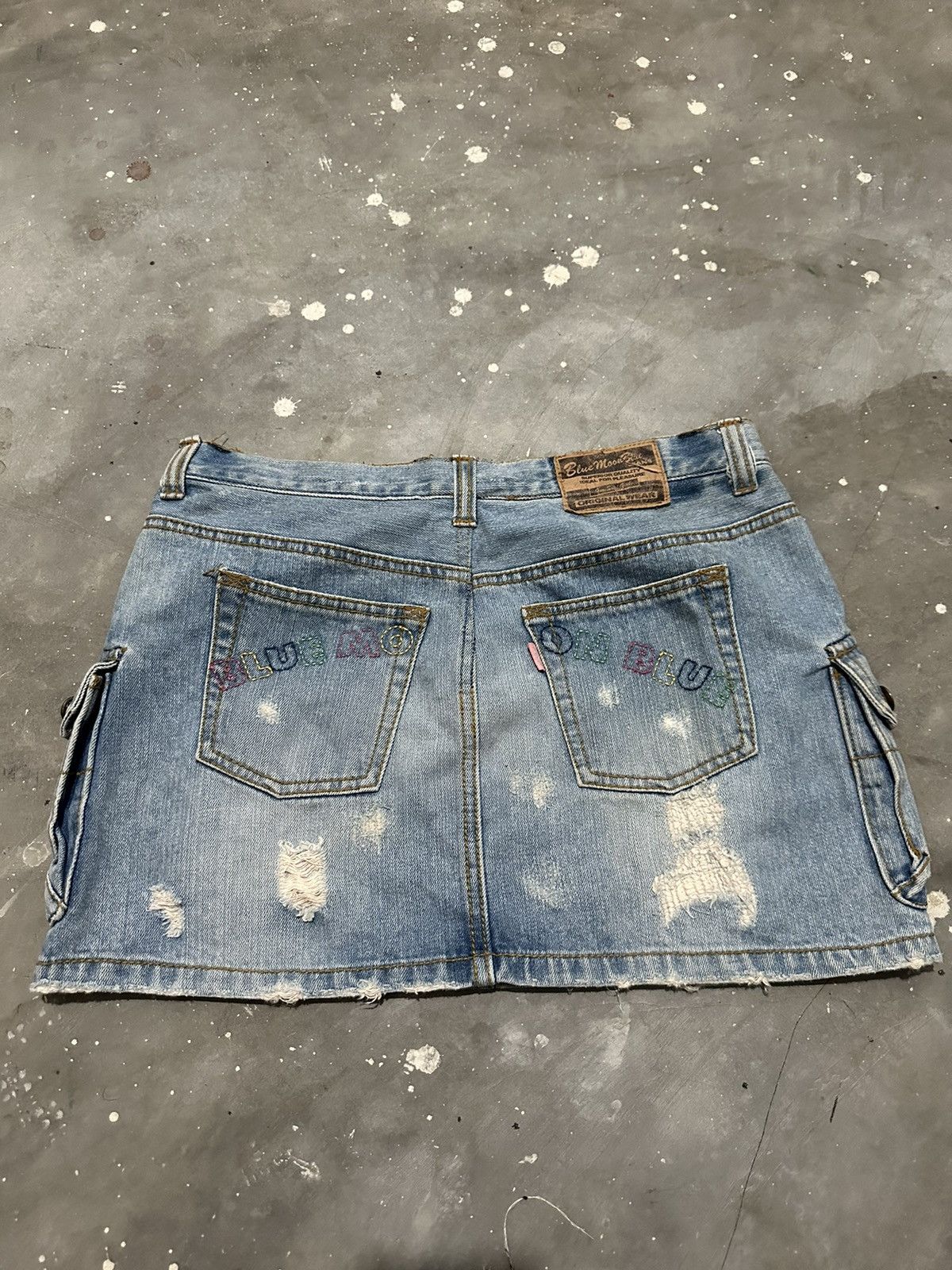 Japanese Brand × Vintage Y2k Blue Moon Blue Japan Distressed Cargo Mini Skirt Size 30" / US 8 / IT 44 - 7 Thumbnail