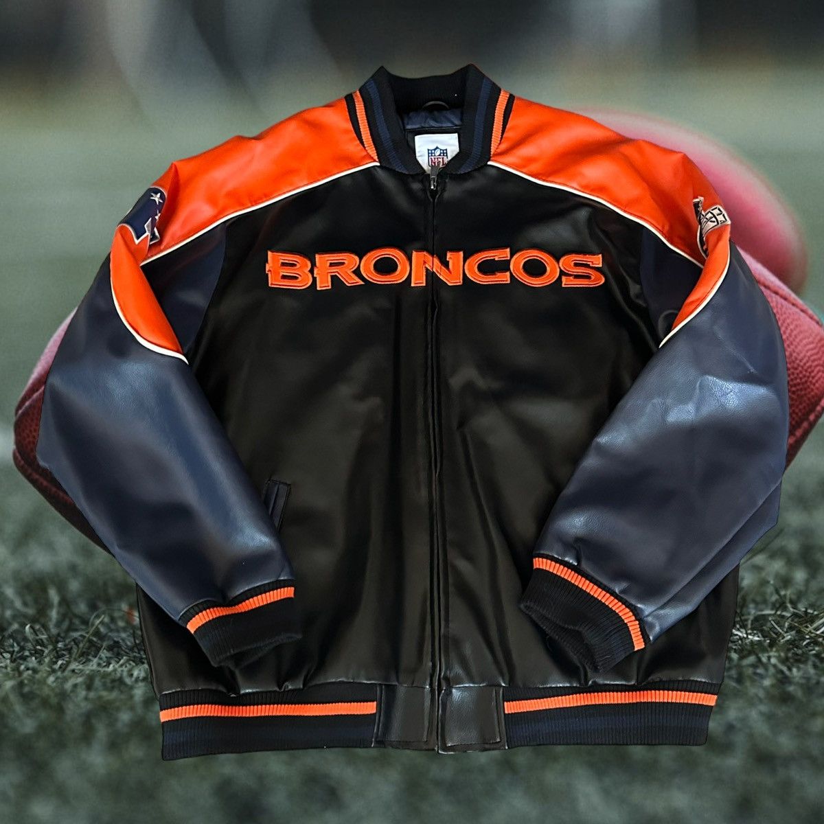 Sold at Auction: NFL Faux Leather Sports Jacket, Denver Broncos