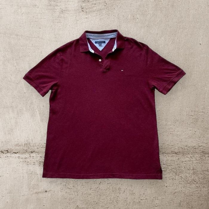 Tommy hilfiger burgundy clearance polo