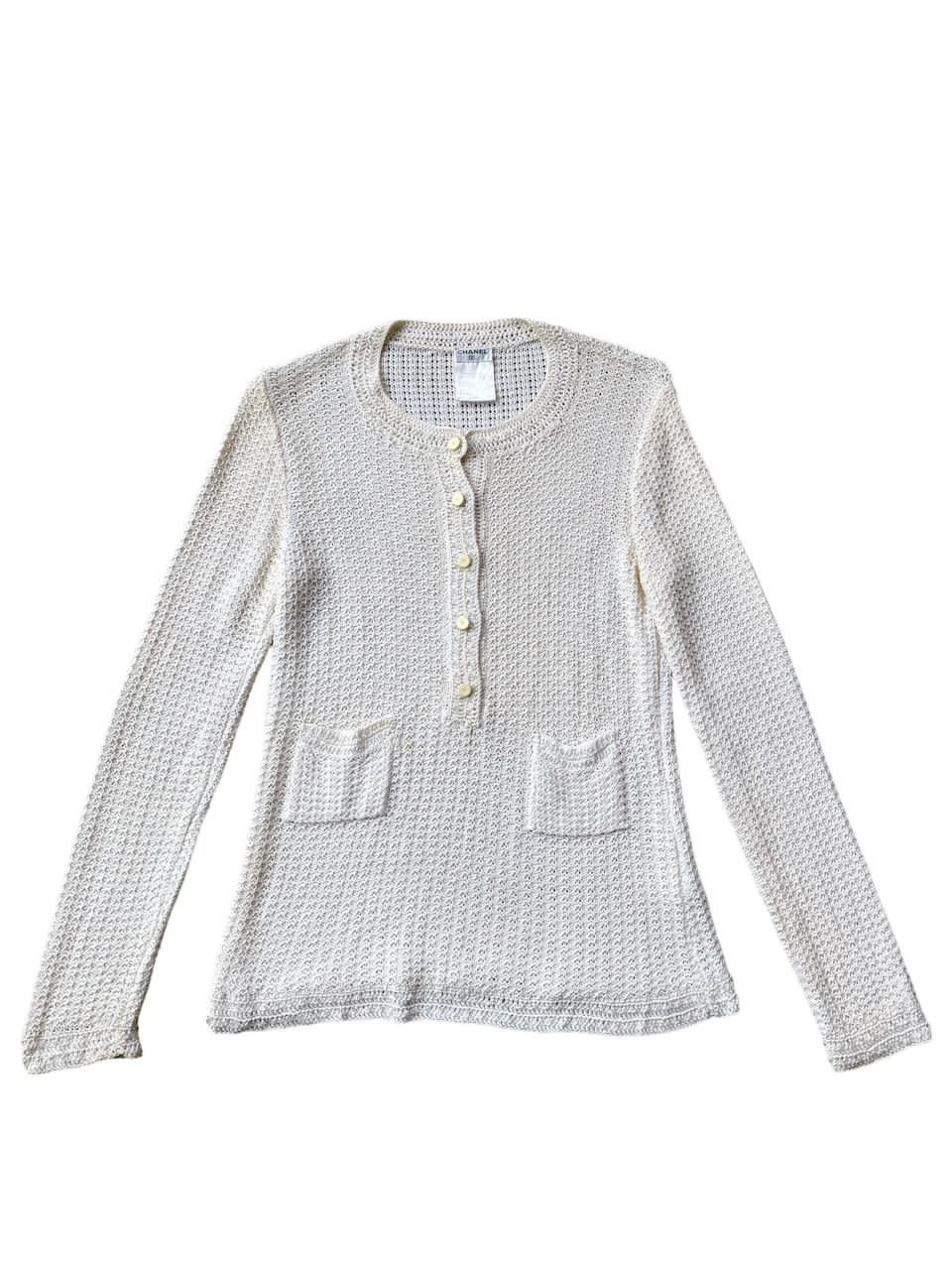 Chanel 2002 Chanel Crochet Henley Sweater Size S / US 4 / IT 40 - 1 Thumbnail