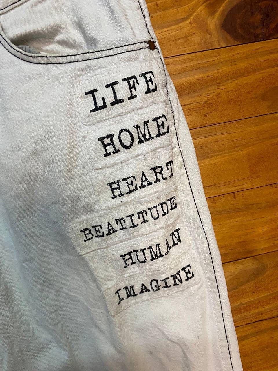 Number (N)ine Vintage Ss2002 Number (N)ine Patchwork Poem Jeans Size US 30 / EU 46 - 6 Thumbnail