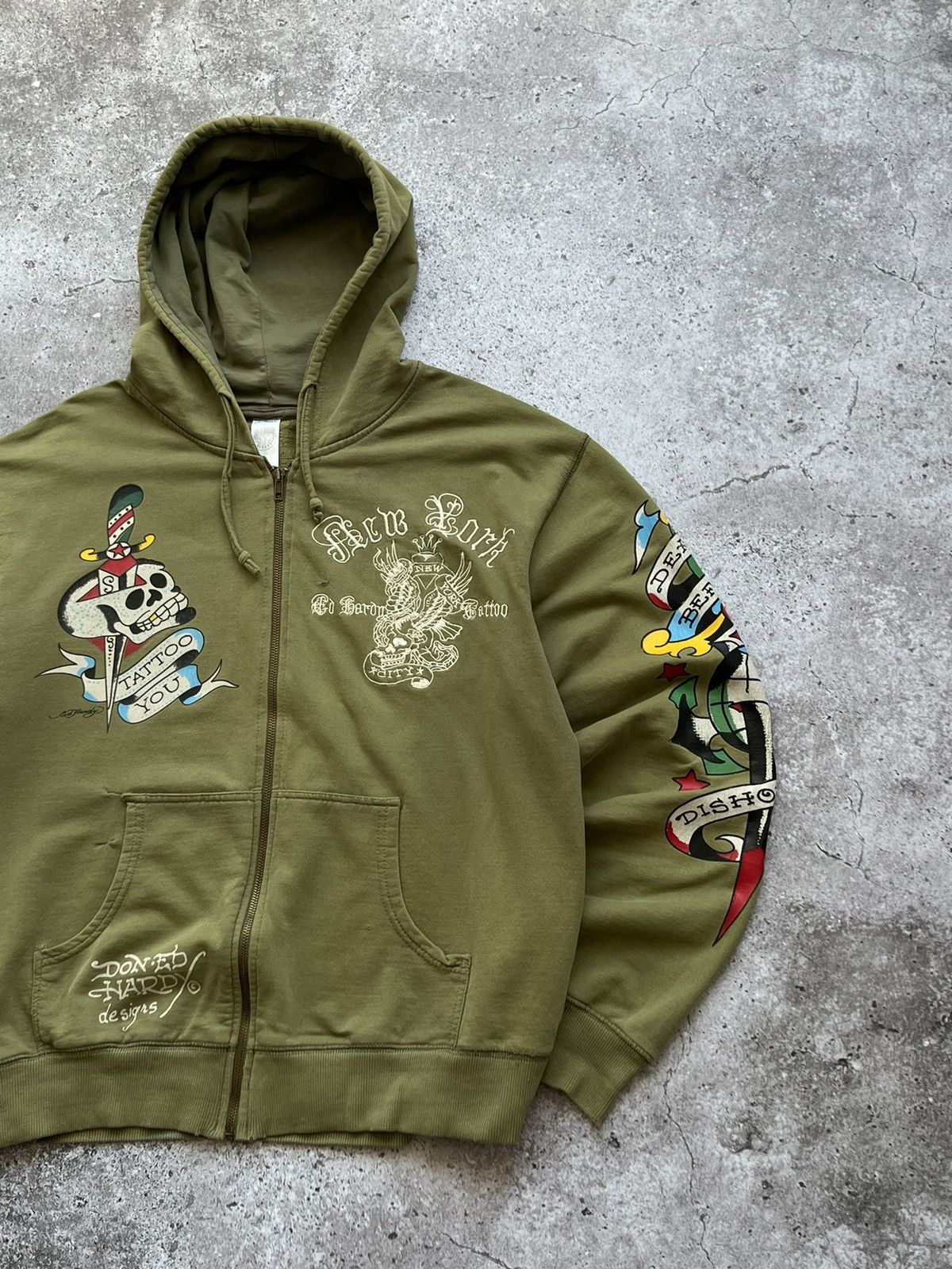 Christian Audigier × Ed Hardy × Vintage Vintage Ed Hardy Zip Up Hoodie Rare Big Logo Size US L / EU 52-54 / 3 - 4 Thumbnail