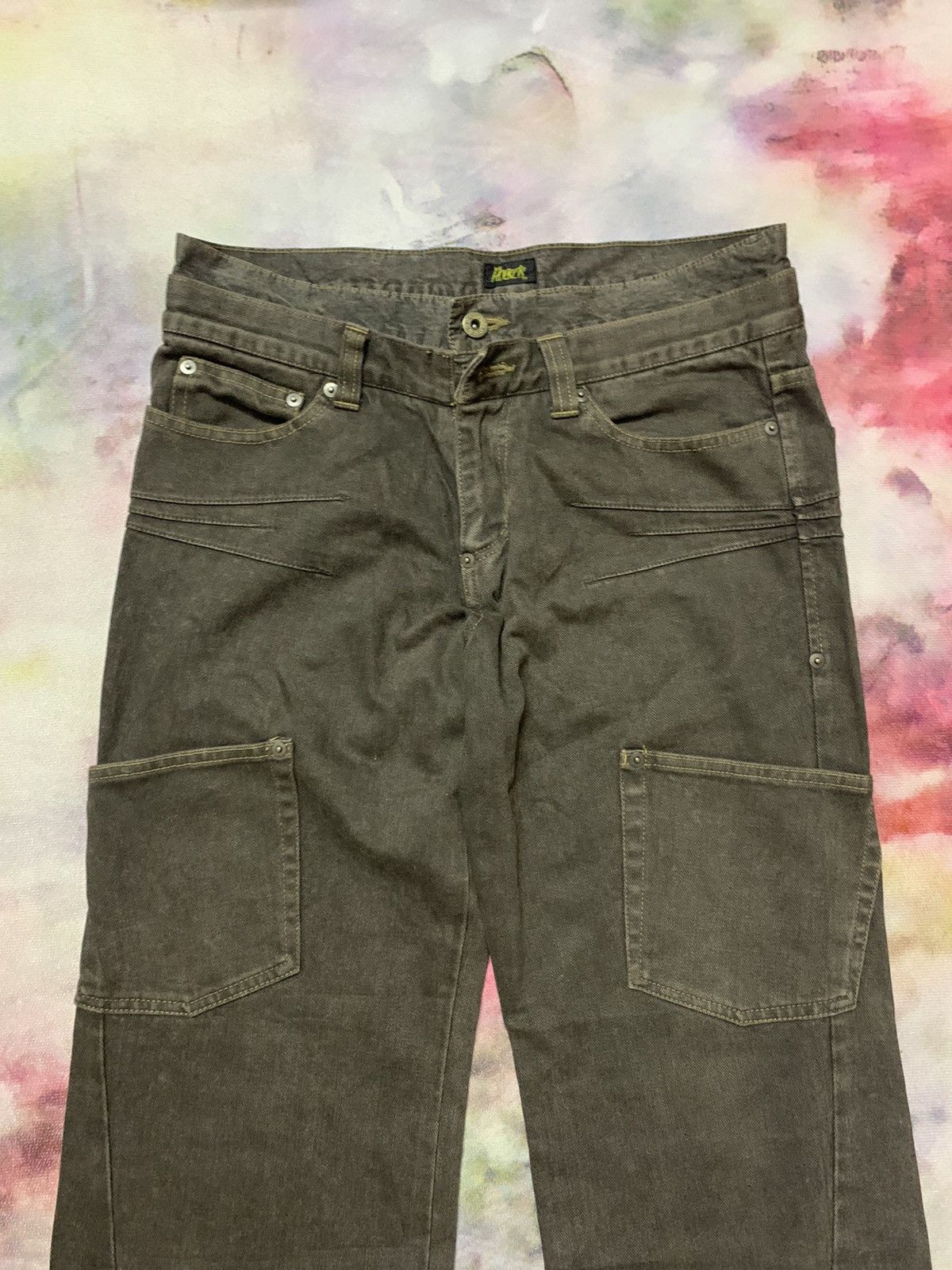 Double Waist Japanese Brand ROCKETS Front Pocket Denim
