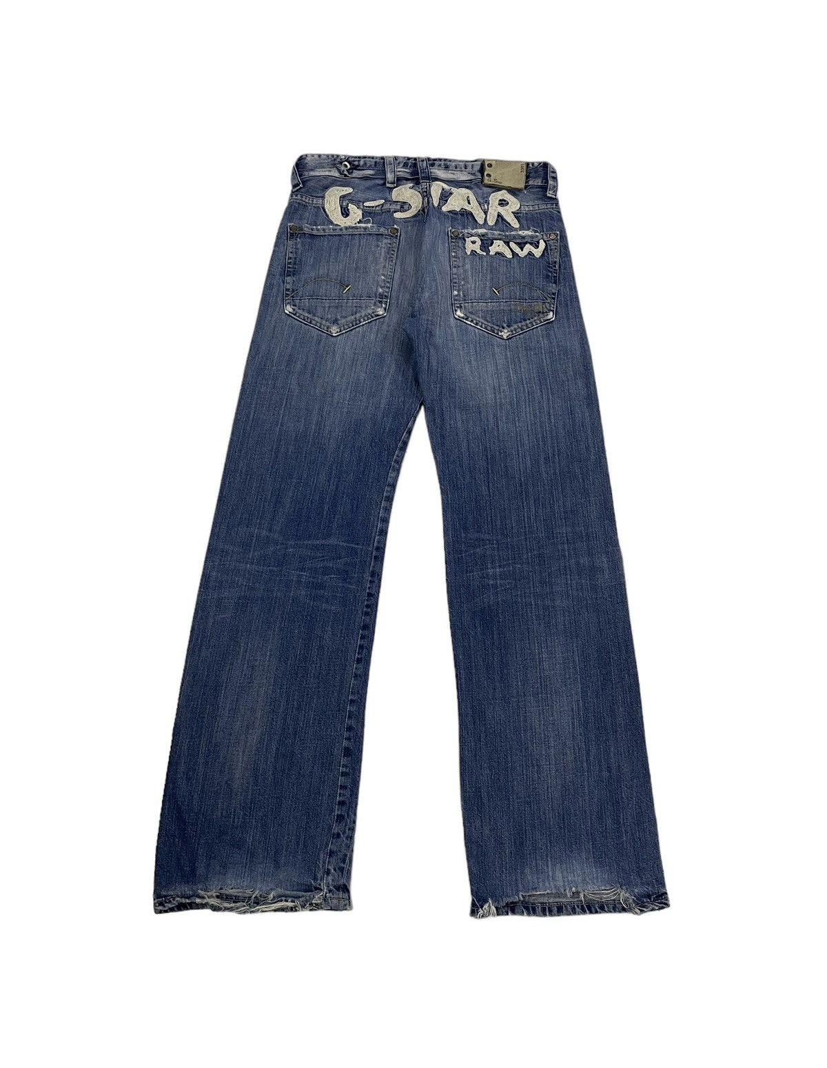 G-Star Vintage Gstar Raw Distressed Jeans Embroidery Logo Size US 34 / EU 50 - 2 Thumbnail