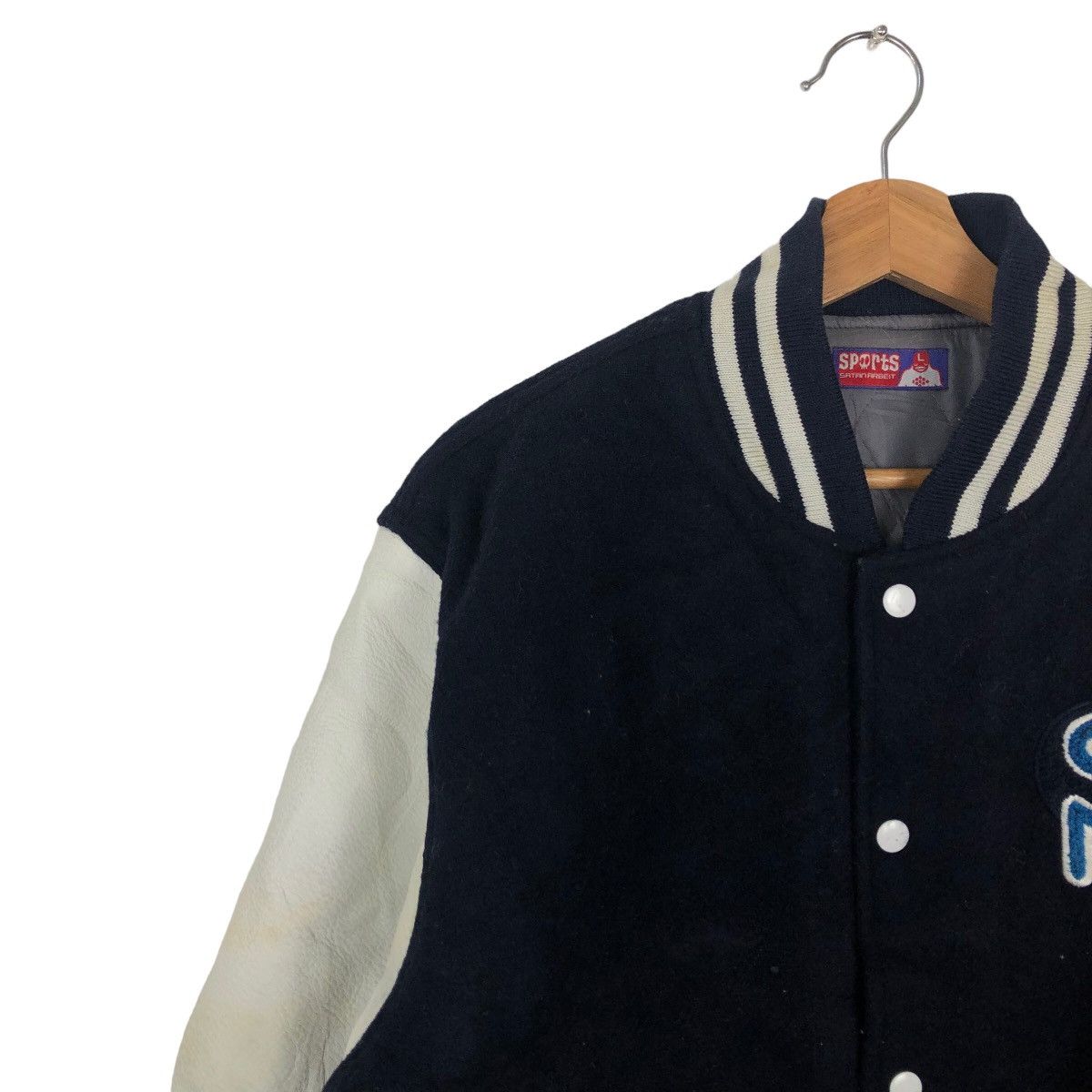 Japanese Brand VINTAGE VARSITY JACKET BAND LEATHER SPORTS SATAN ARBEIT Size US M / EU 48-50 / 2 - 6 Thumbnail