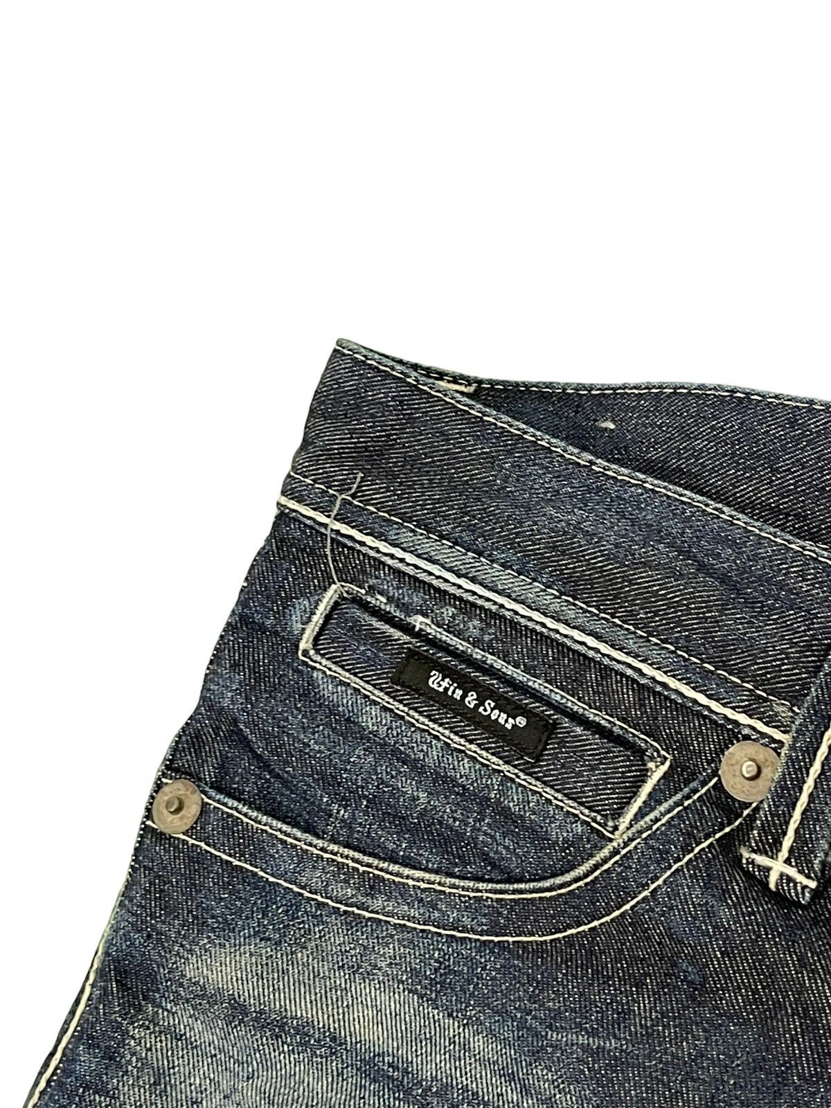 Japanese Brand Flare Jeans Ufin & Sons Distres Thick Denim Bell Bottom 5🟦9 Size US 35 - 10 Thumbnail