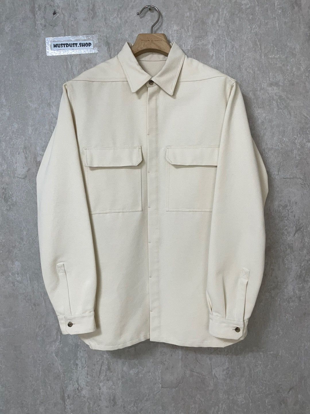 image of Rick Owens Shirts Jacket in Ivory, Men's (Size XL)